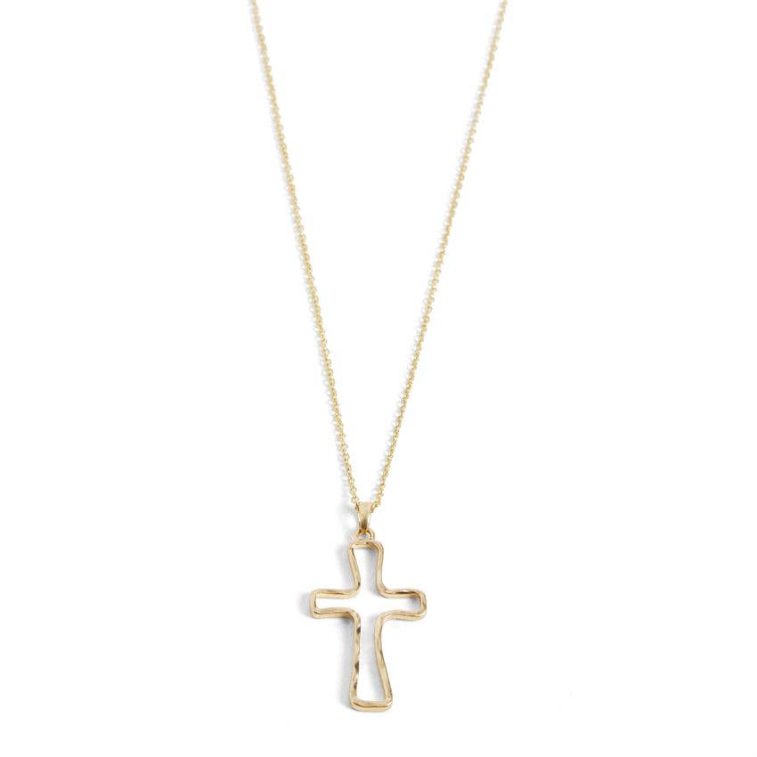 Gold Hollow Cross Necklace Whispers