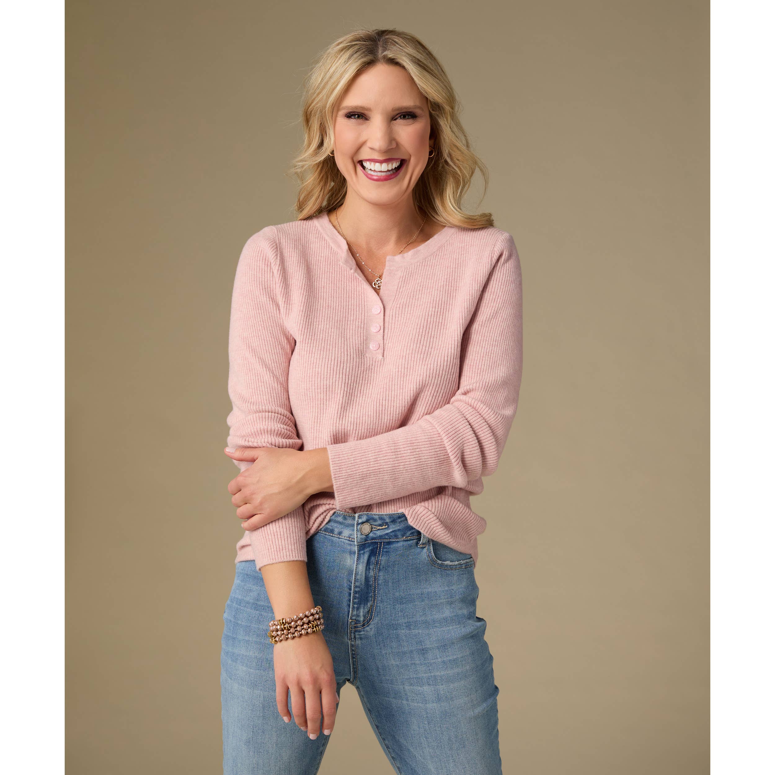 Kym Soft Henley Top with Buttons
