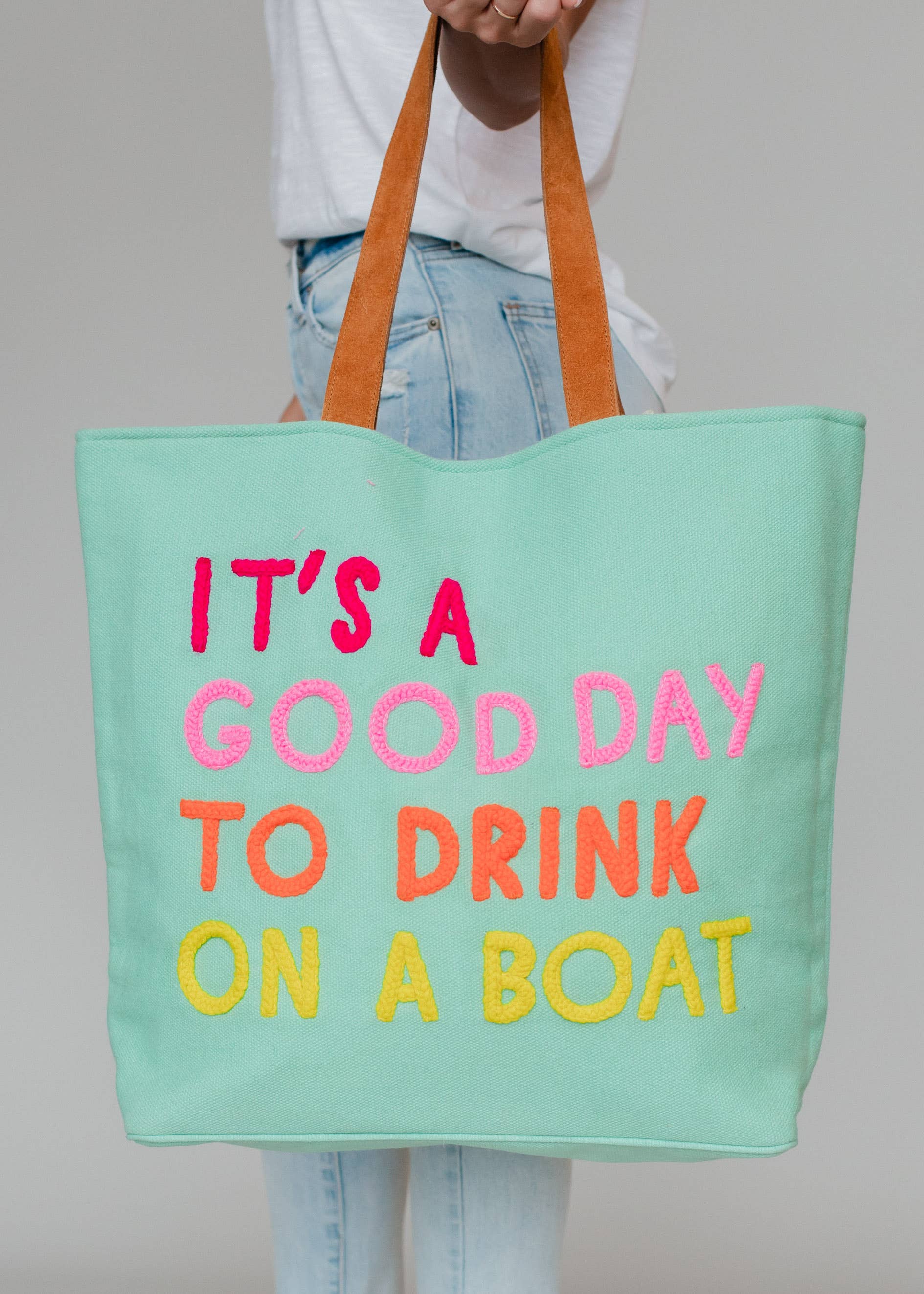 Mint Drink On A Boat Tote Spring-Summer Panache Apparel Co.