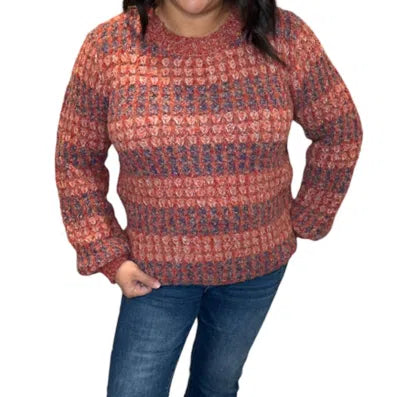 winter cozy stripe sweater in orange/purple sweater Mystree