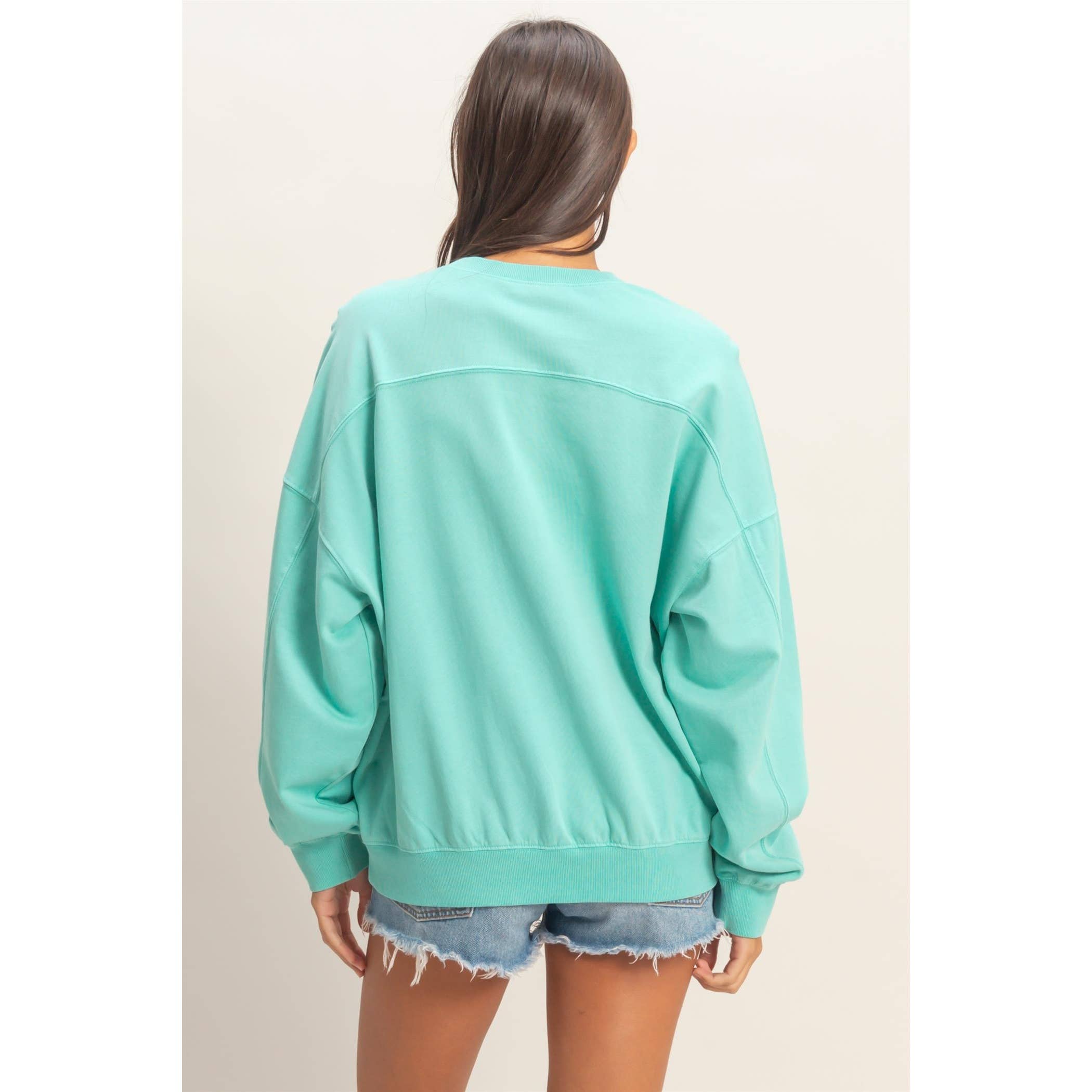 Ribbed Crew Neck Sweatshirt