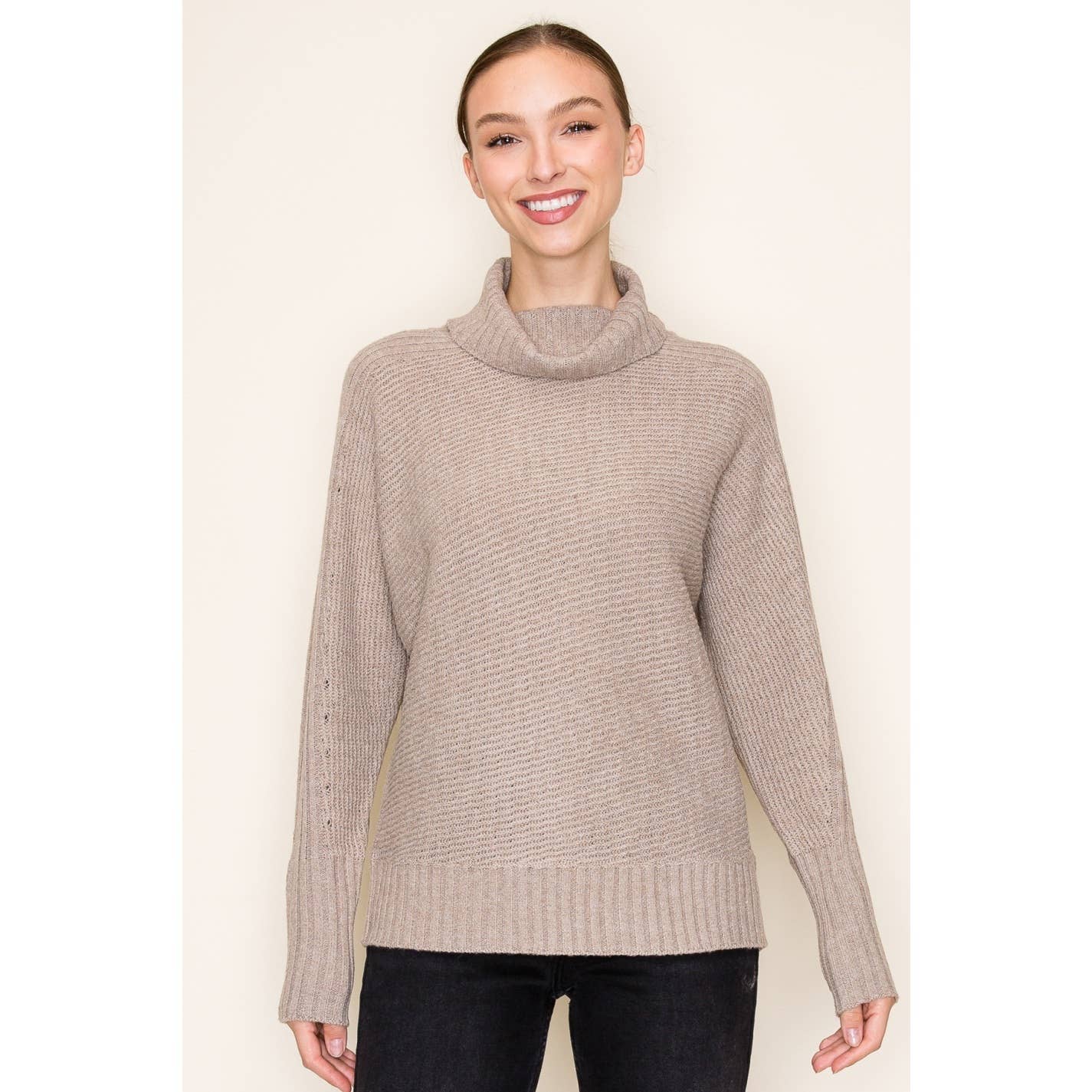 STACCATO - RIBBED TURTLE NECK LONG SLEEVE PULLOVER SWEATER  STACCATO