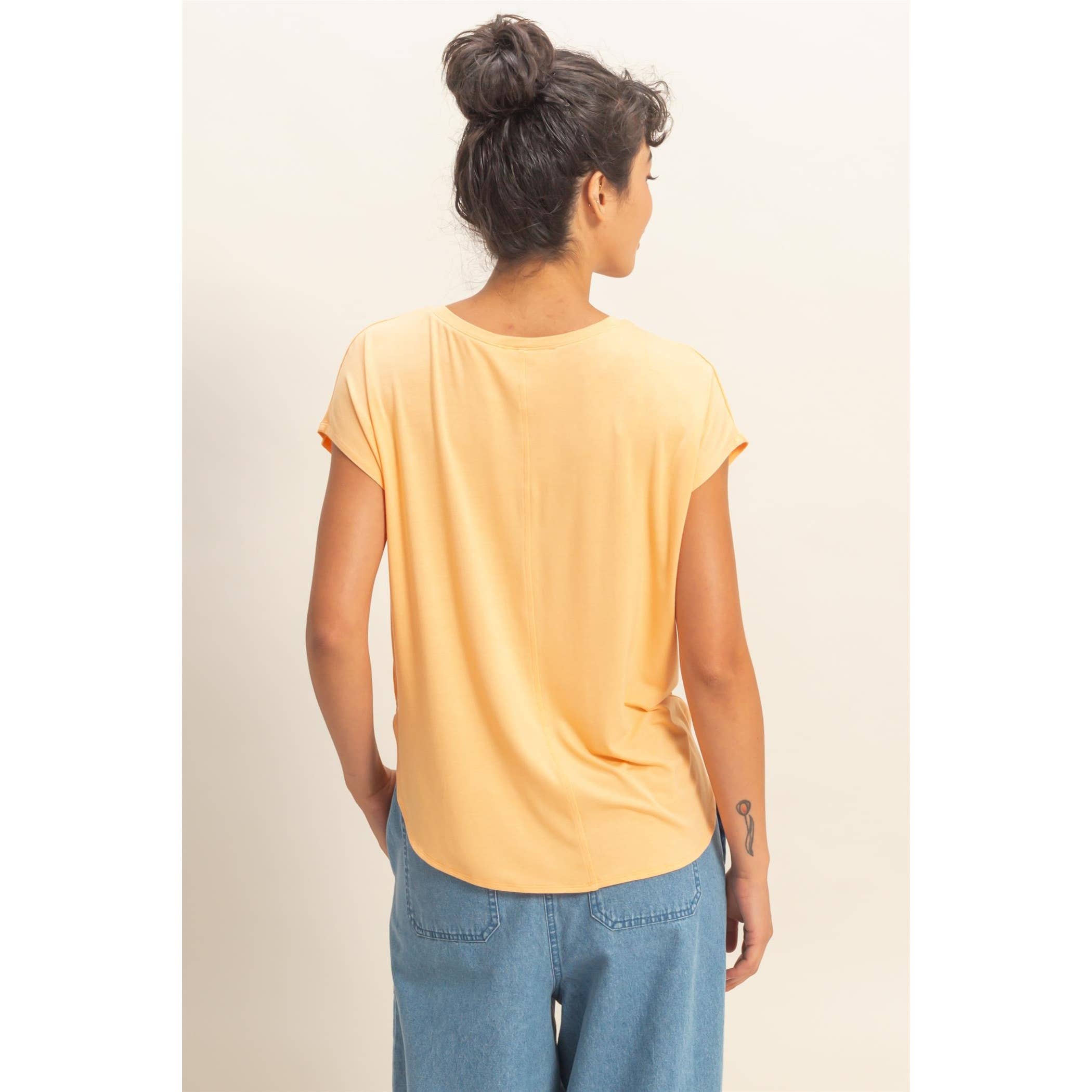 Relaxed Dolman Short Sleeve  Round Neck Top