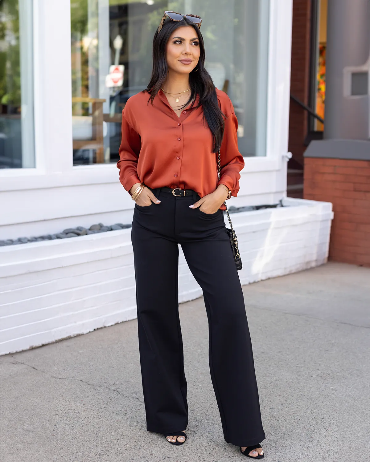 Fab-Fit Wide Leg Work Pant in Black Core Grace and Lace