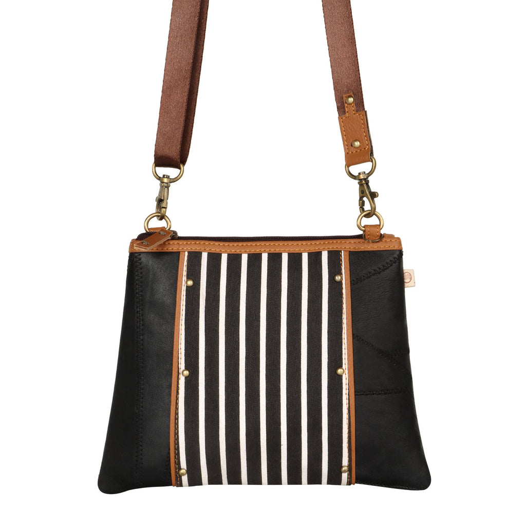 Vaan & Co. - Noa Angled Crossbody Bag - Upcycled Leather & Canvas