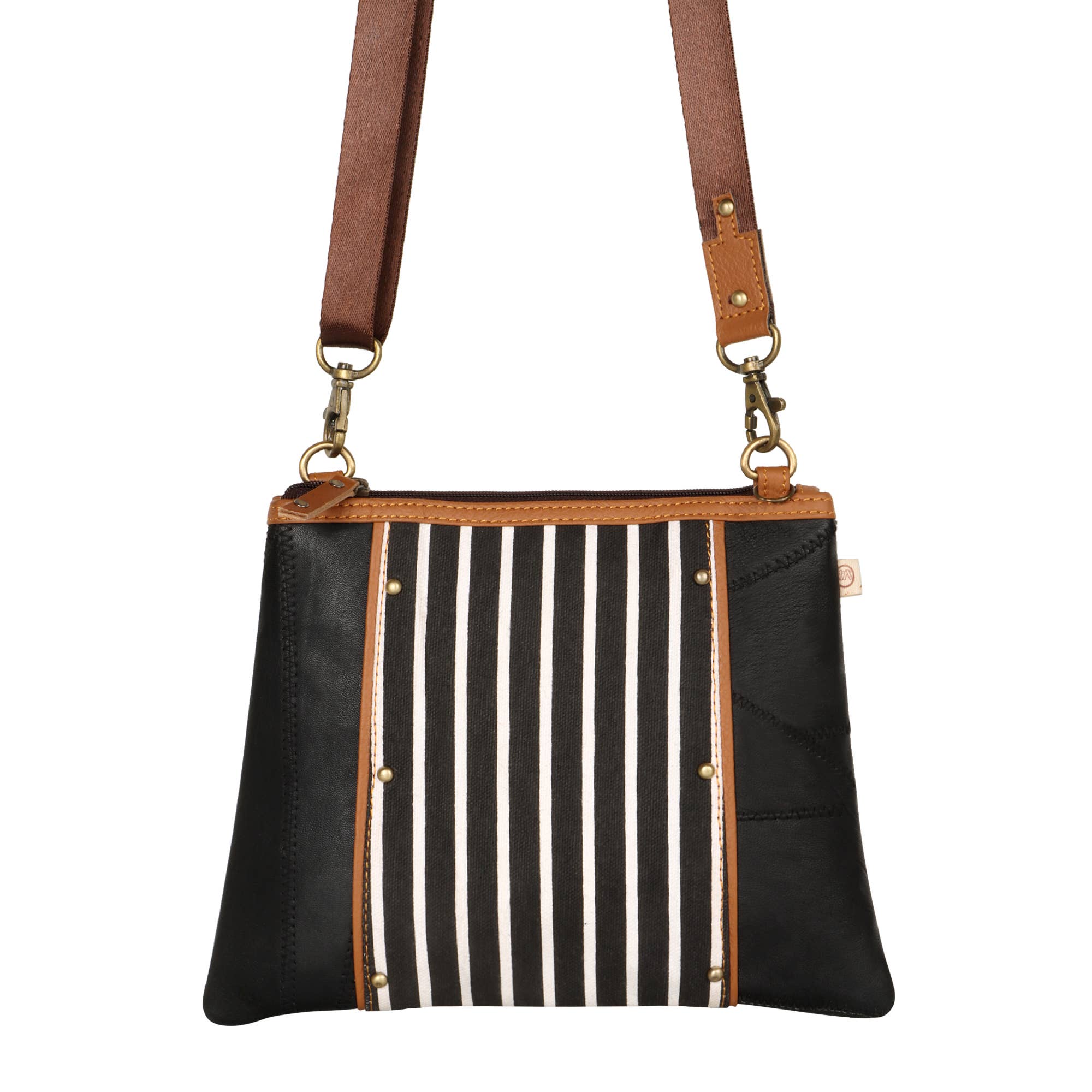 Vaan & Co. - Noa Angled Crossbody Bag - Upcycled Leather & Canvas