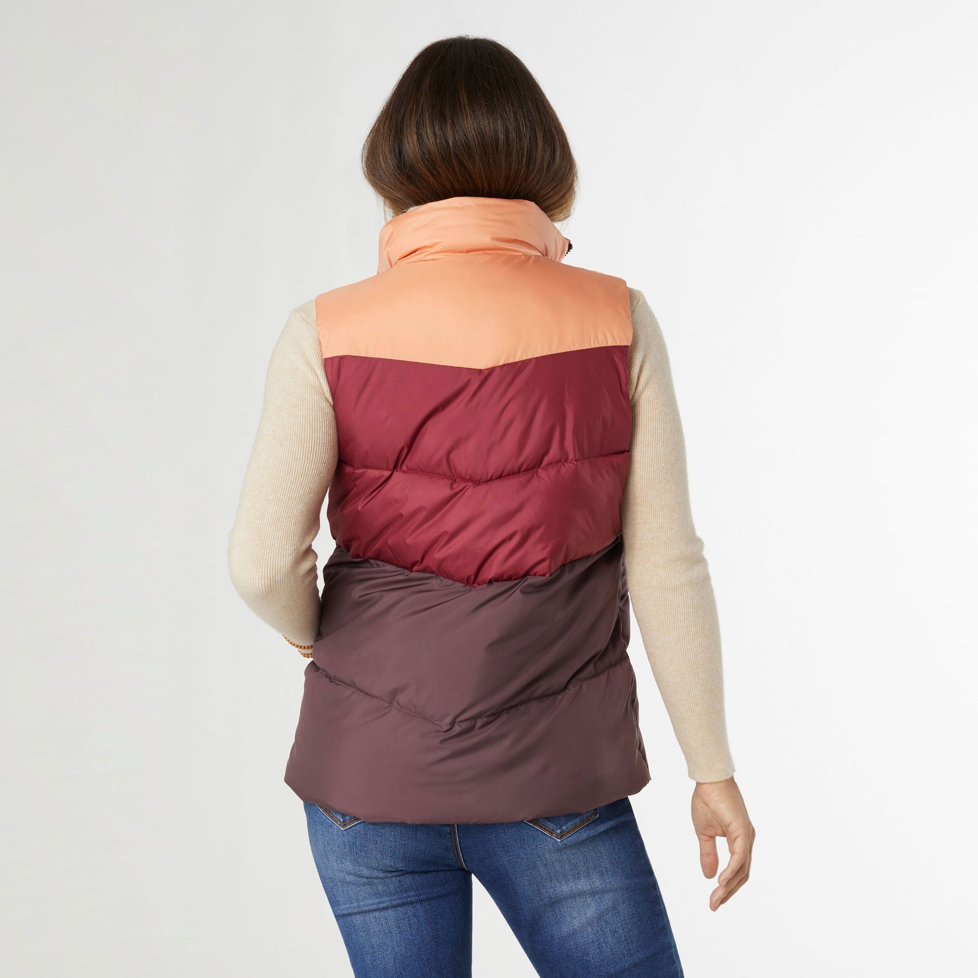 Jaylini Colorblock Puffer Vest in Beaujolais Fall-Winter COCO + CARMEN