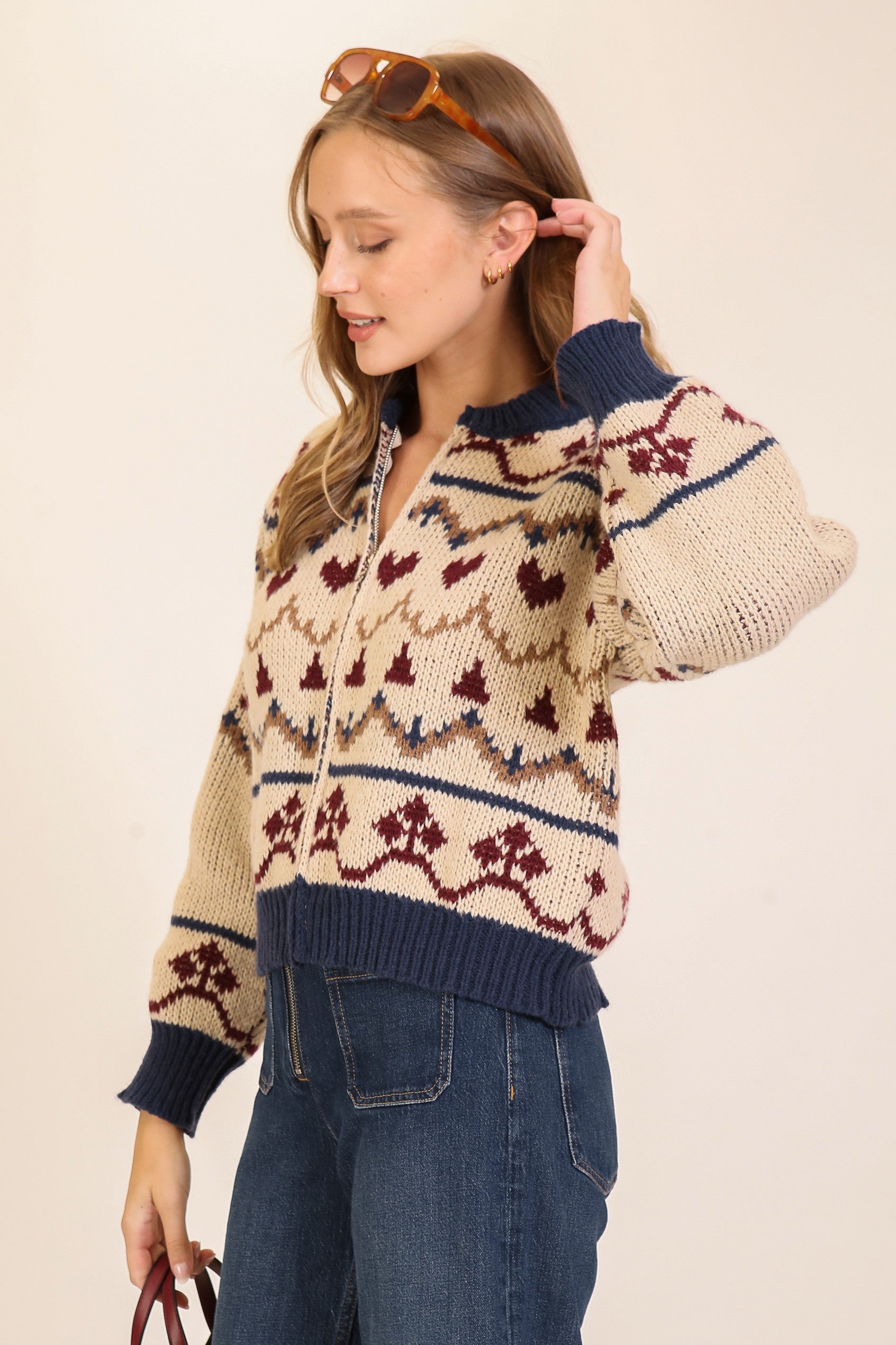 Aspen Nordic Zip Knit Sweater