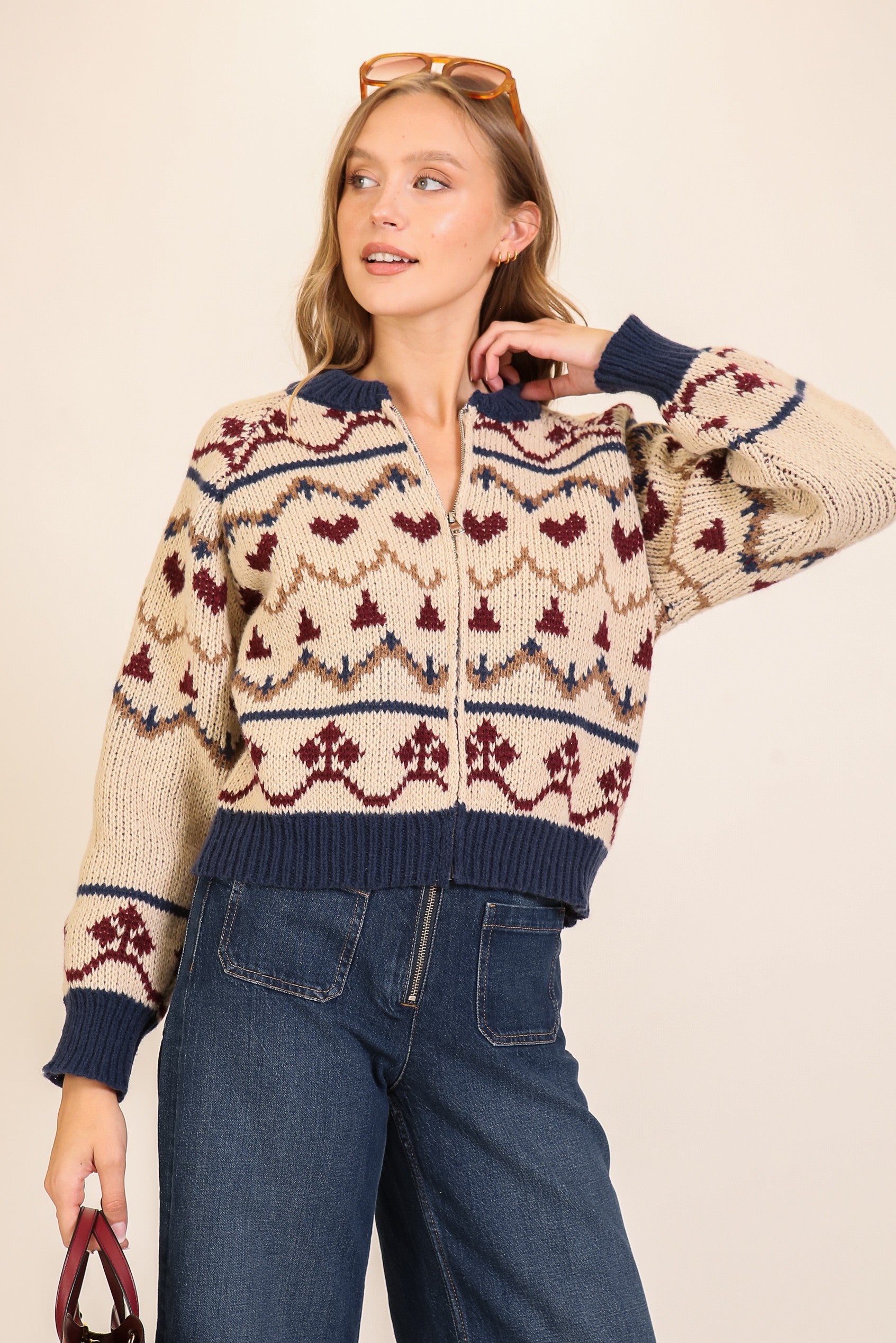 Aspen Nordic Zip Knit Sweater