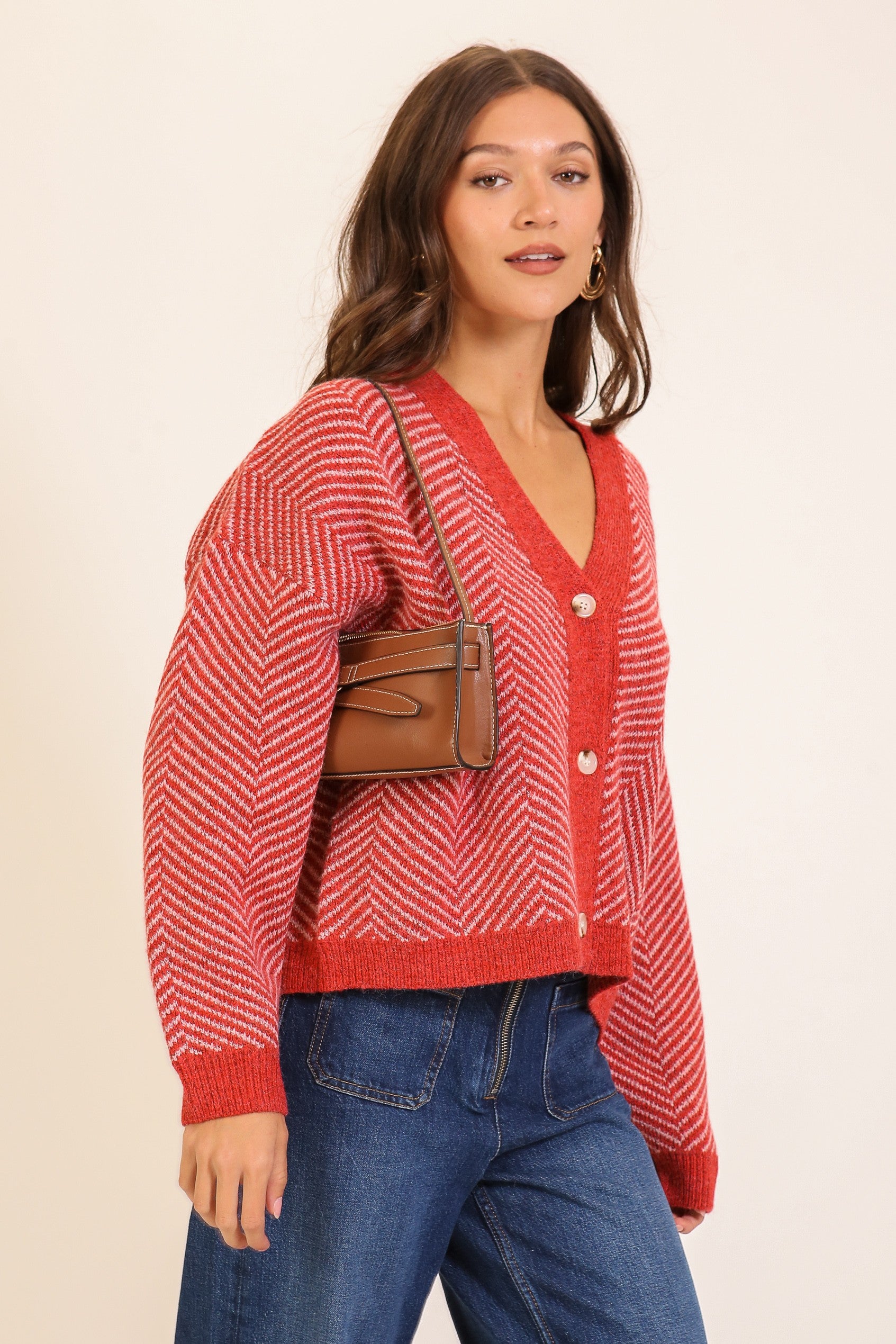 Chevron Chic Button-up Cardigan