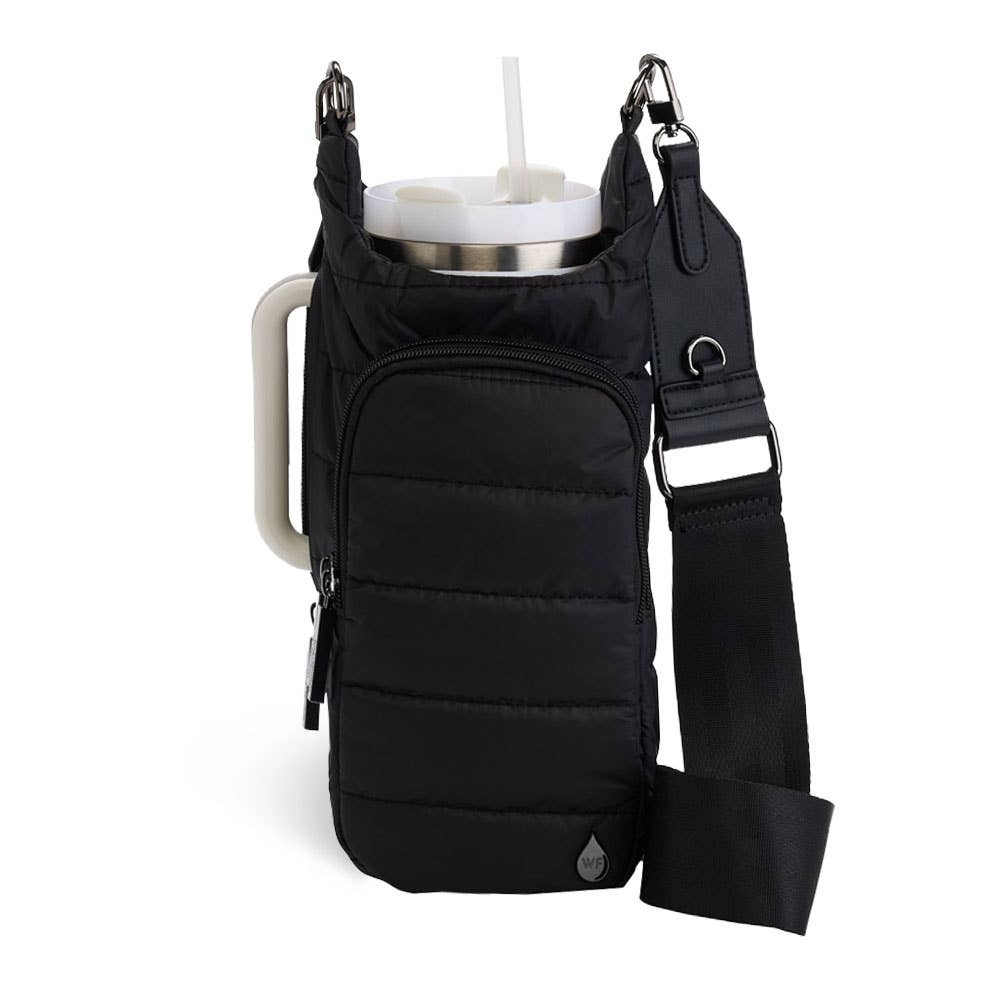 WanderFull - Original HydroBag - HydroBag® HANDLE™- Black Matte with Vegan Leather Trimmed Strap