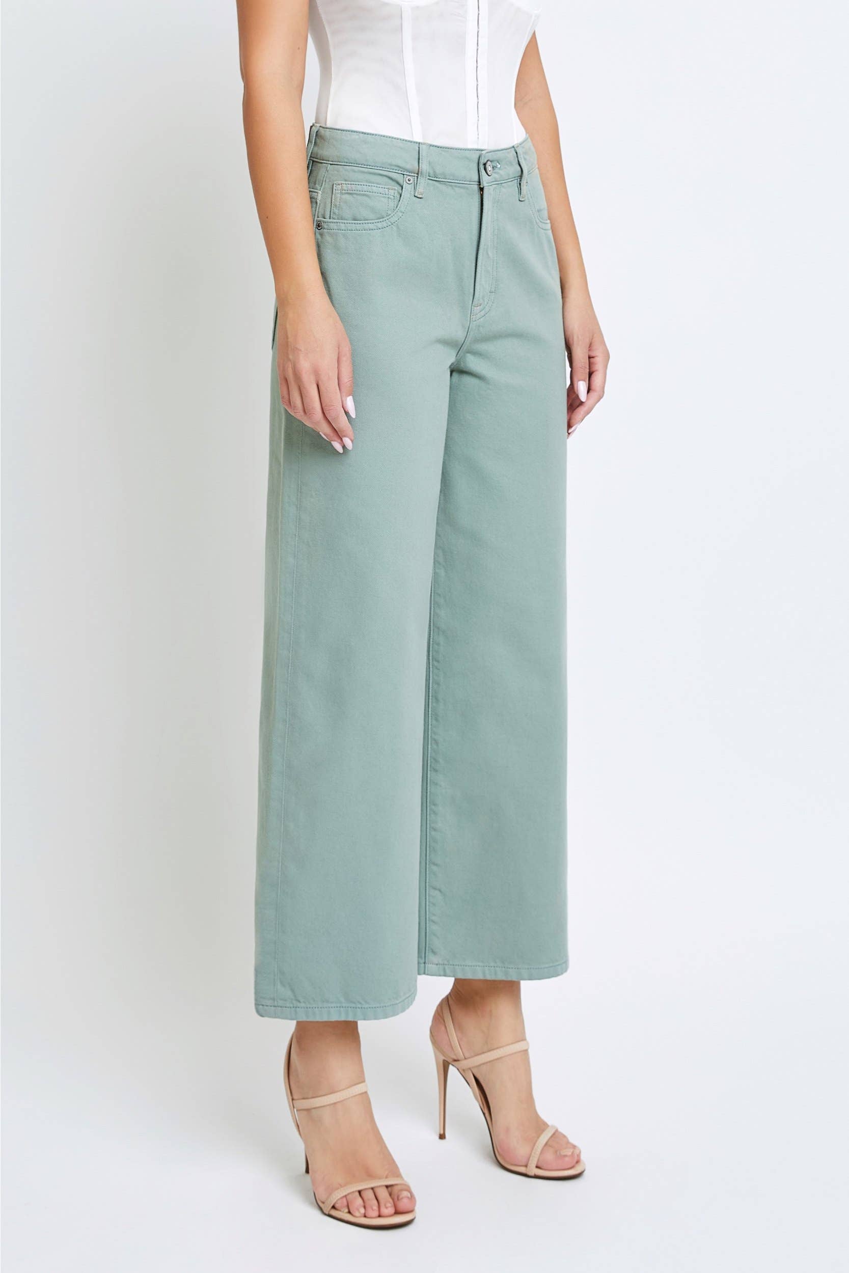 Nori High Rise Crop Wide Leg Spring-Summer Hidden Jeans