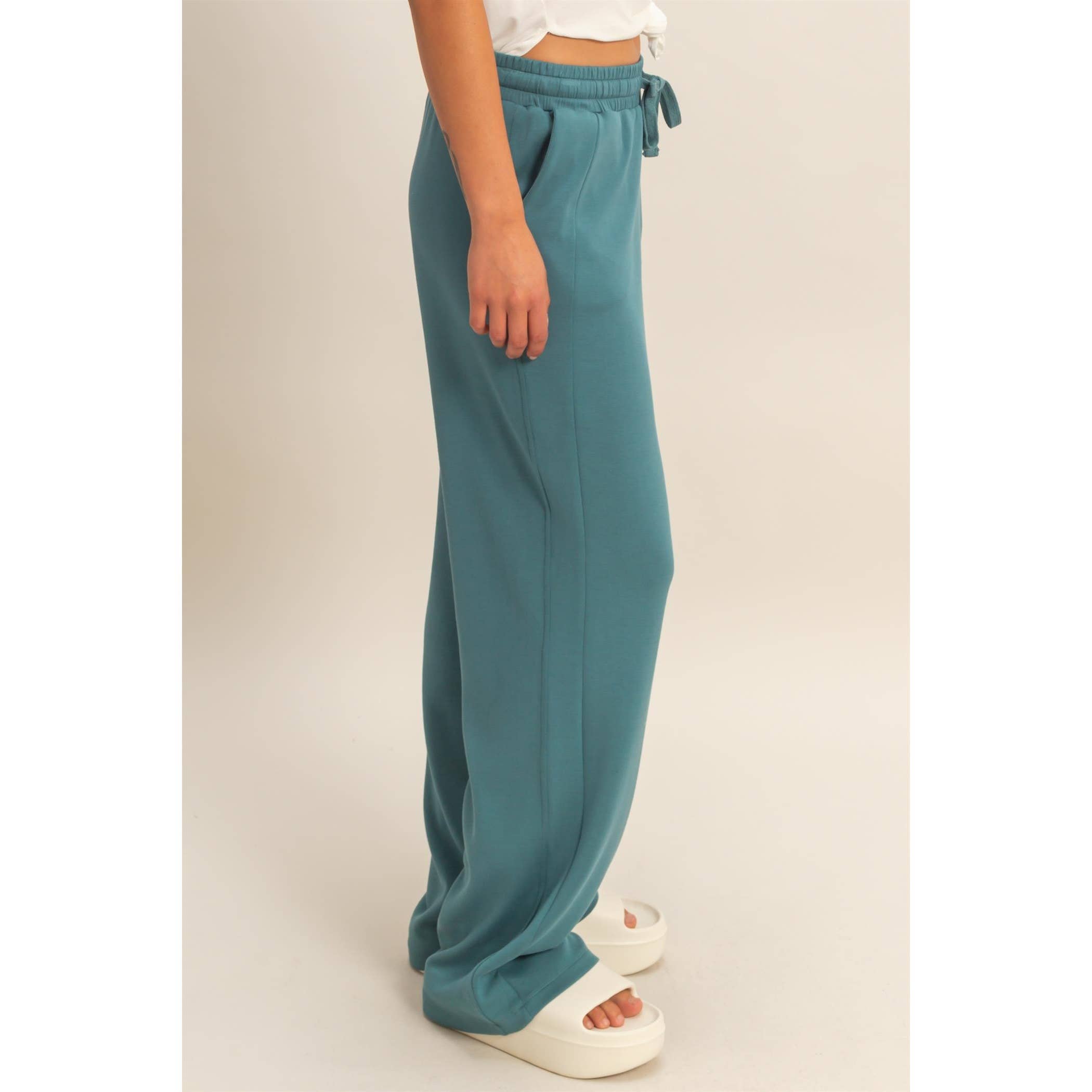 Elastic Waist Wide-Leg Pants