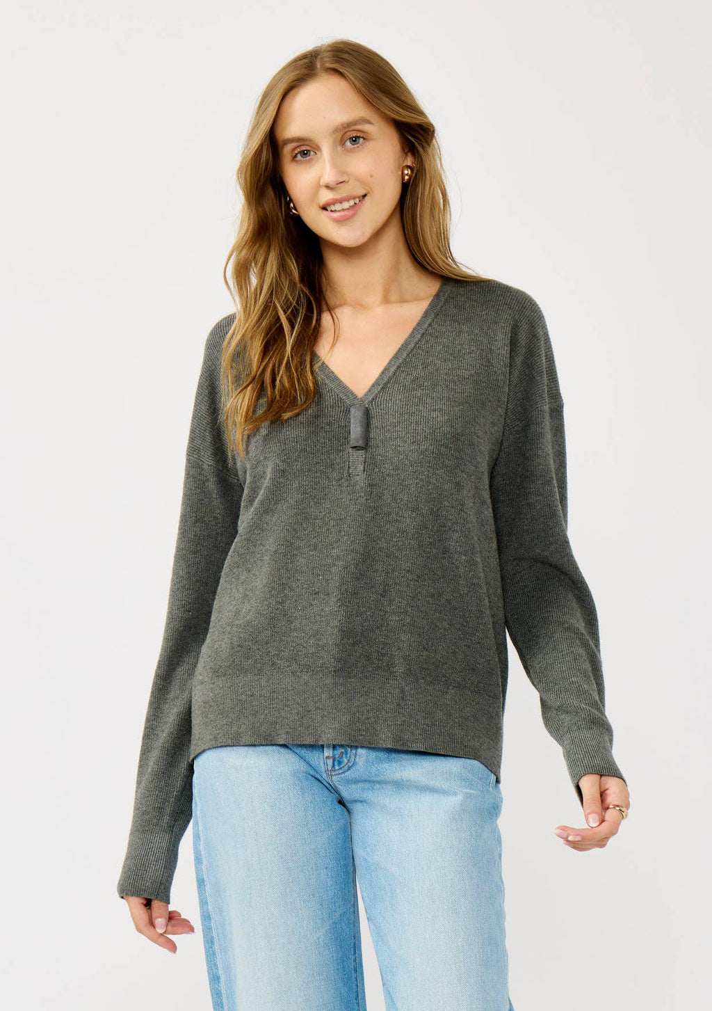 Lovestitch - V-Neck Rib Knit Sweater Lovestitch