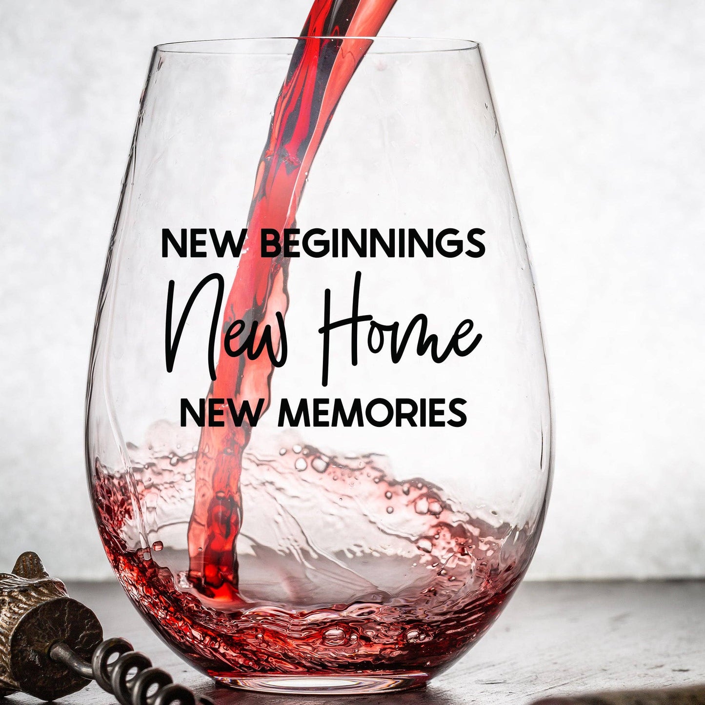 New Beginnings New Home New Memories - Wine Glass Core Cedar Crate Market