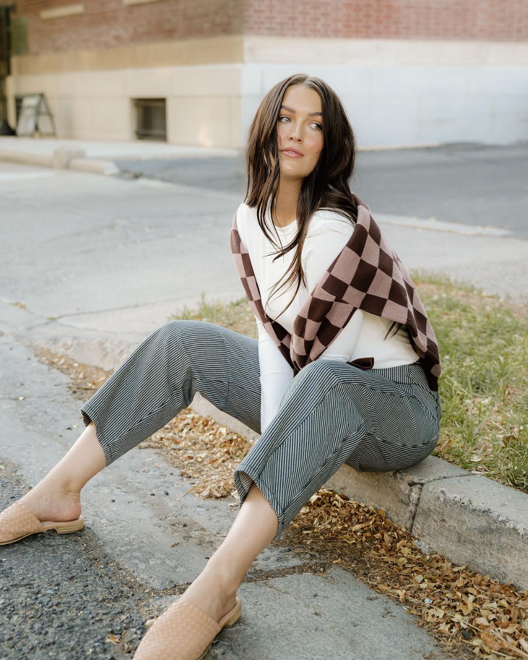 Hunter Brown Checker Cardigan