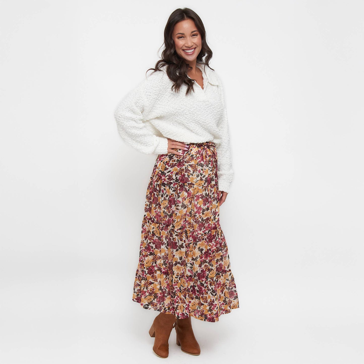 Elsie & Zoey - Hazel Georgette Tiered Maxi Skirt