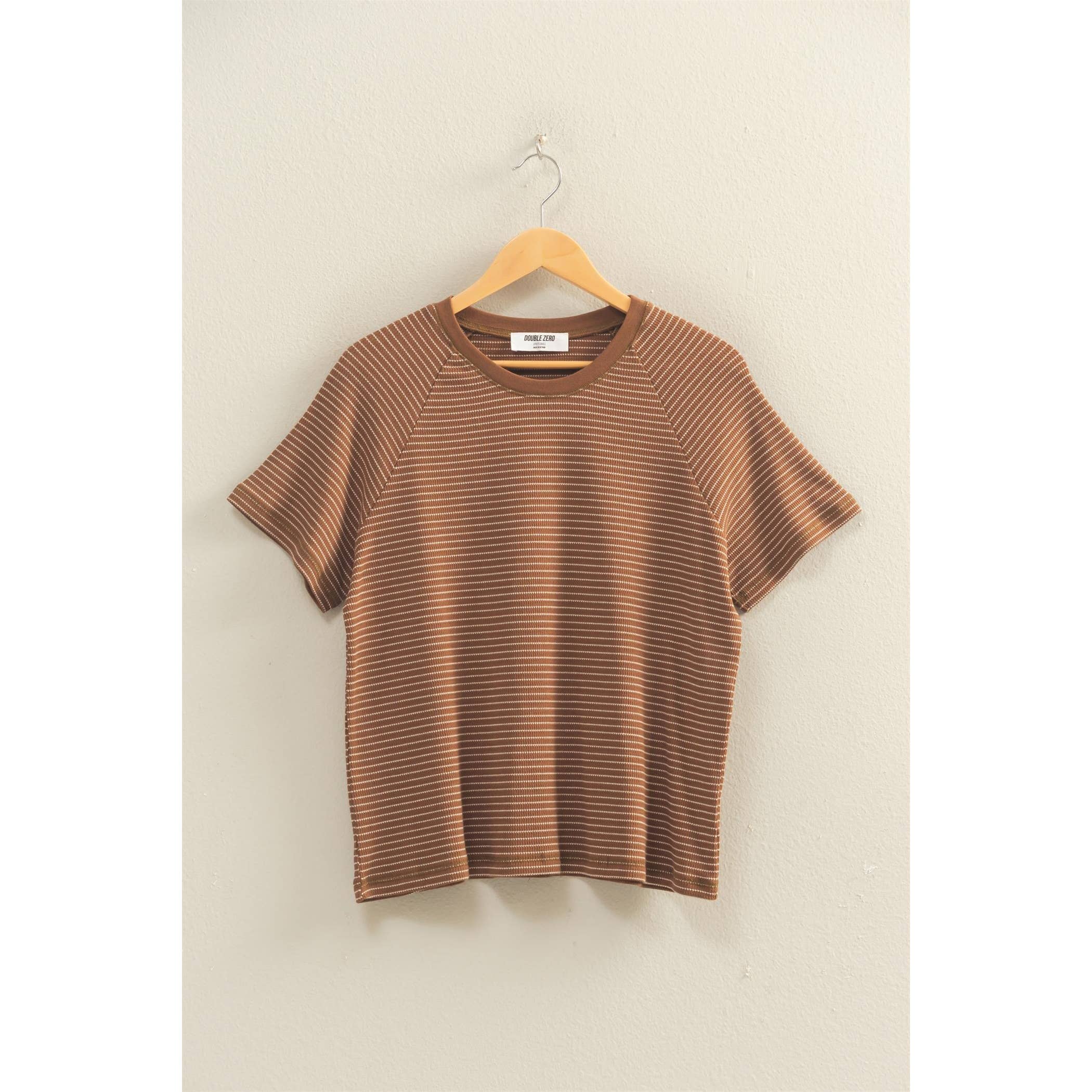 Textured Striped Raglan Sleeve Tee