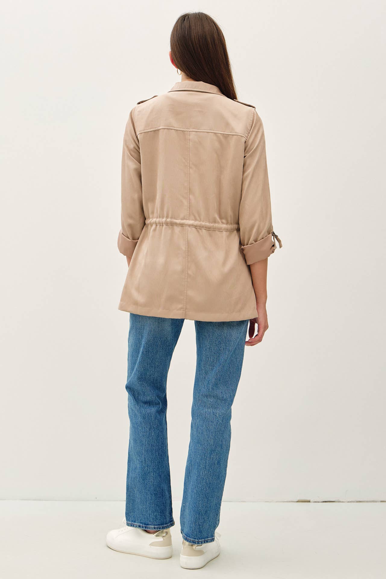 CINCHED WAIST SAFARI CARGO UTILITY JACKET