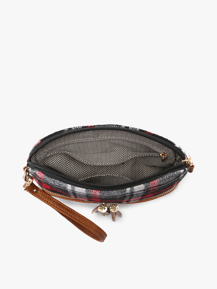 Tara Plaid Two-Tone Crossbody: Plaid-White Fall-Winter Jen & Co.