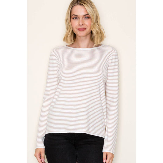 Ivory & Taupe Long Sleeve Pinstripe Top STACCATO