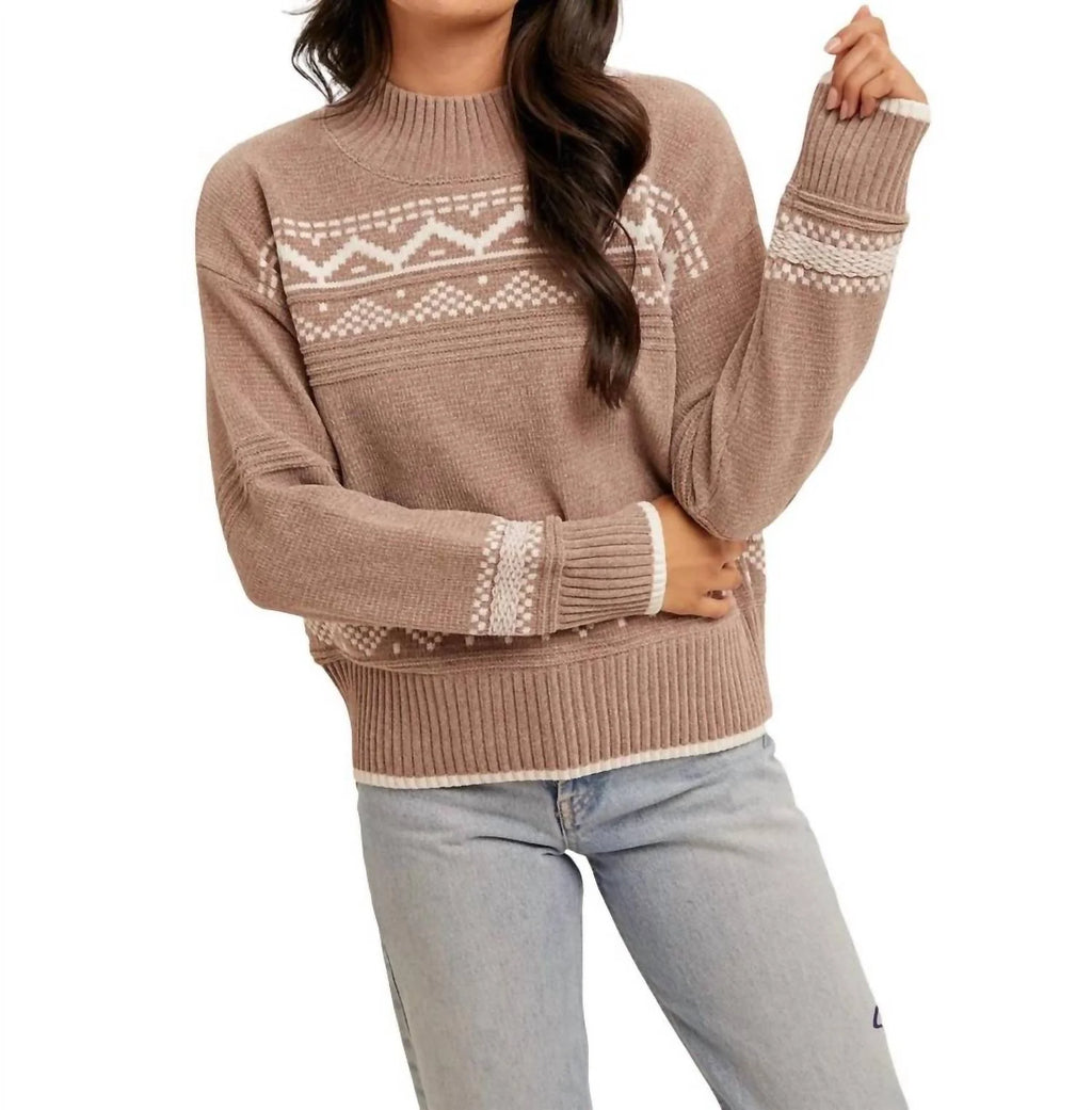 half mock neck sweater in mocha