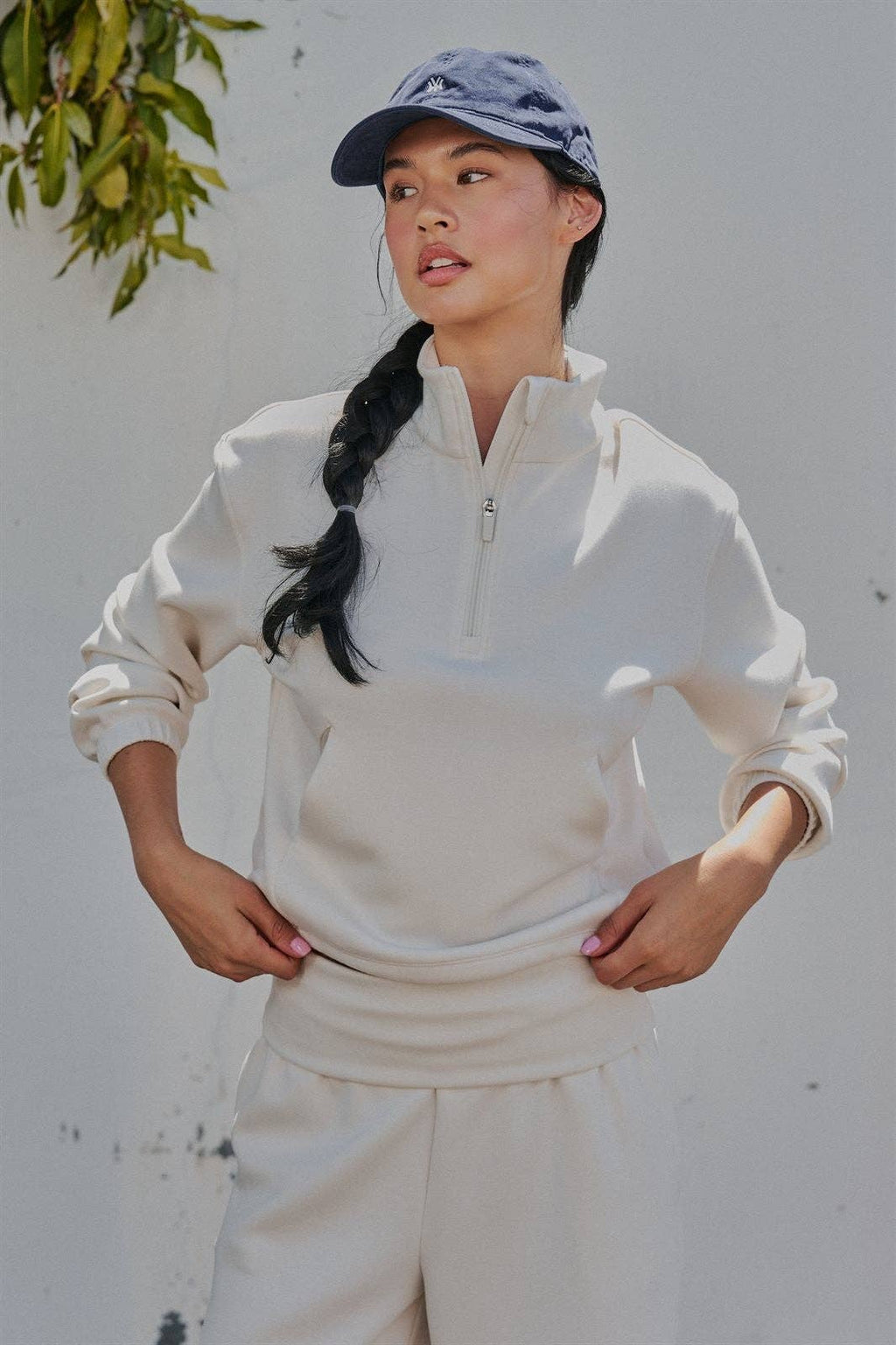 Scuba Knit Half Zip Pullover with Stand Collar
