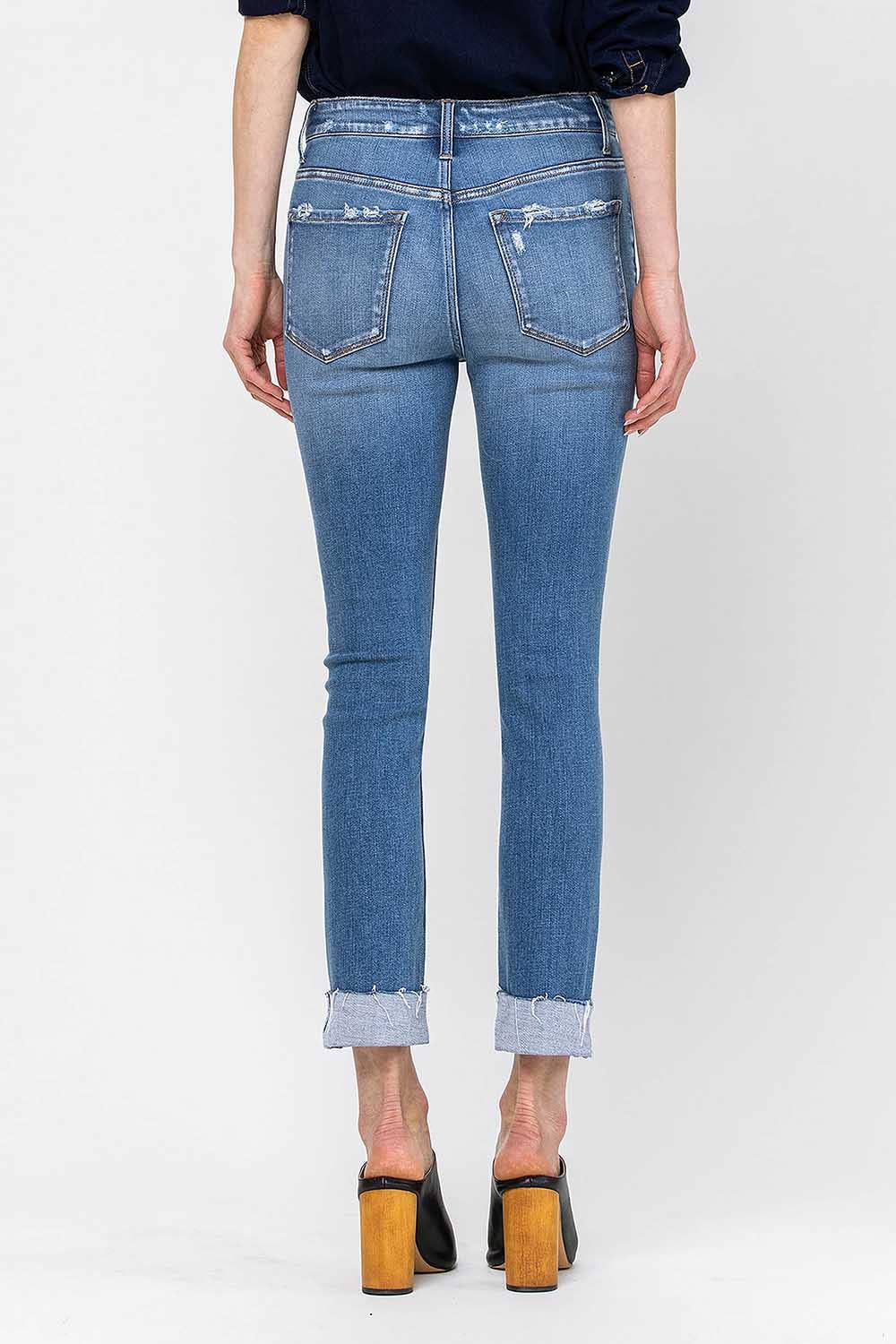 JANET MID RISE CUFFED CROPPED STRAIGHT JEANS Spring-Summer FLYING MONKEY