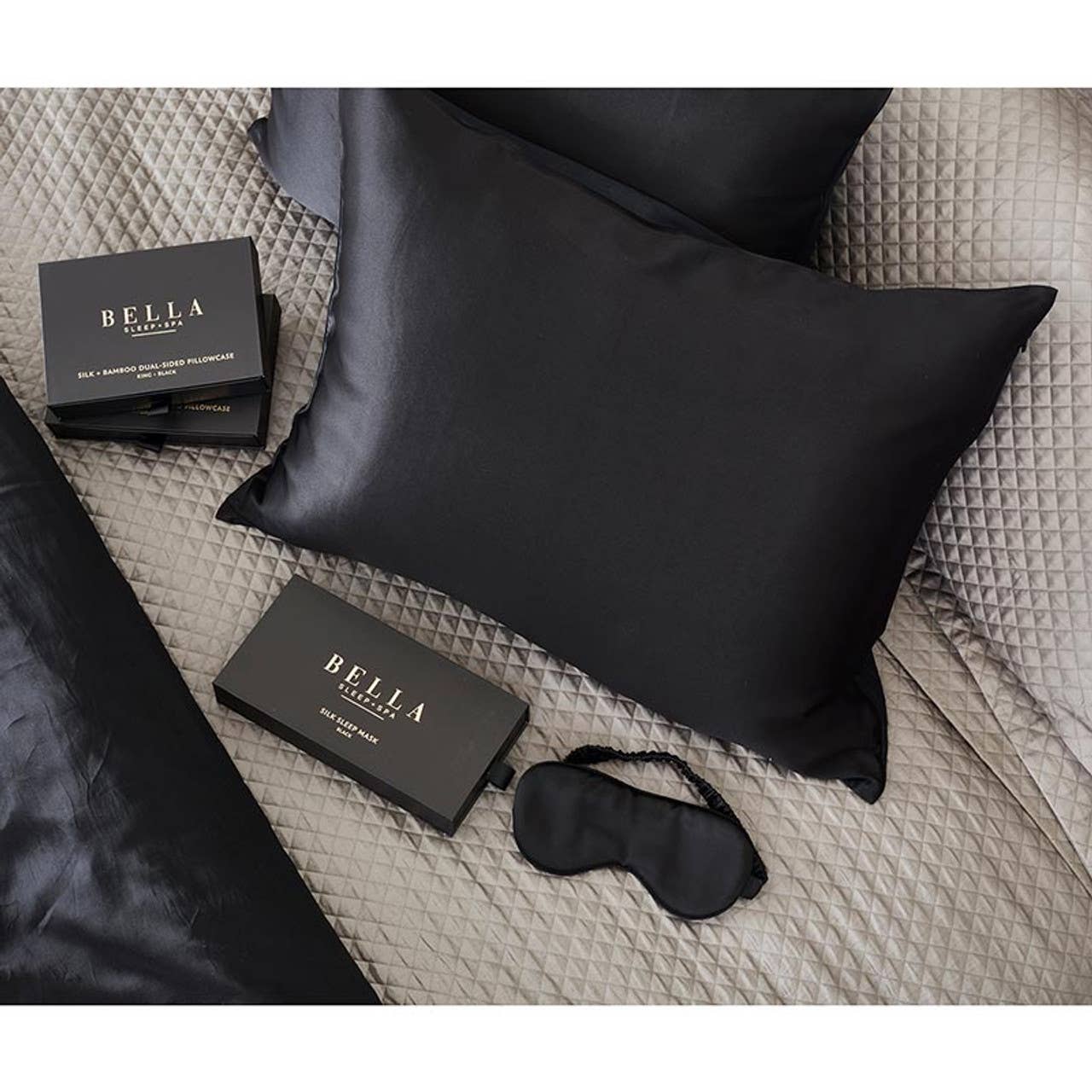 Silk Sleep Mask - Black Core Bella Sleep + Spa