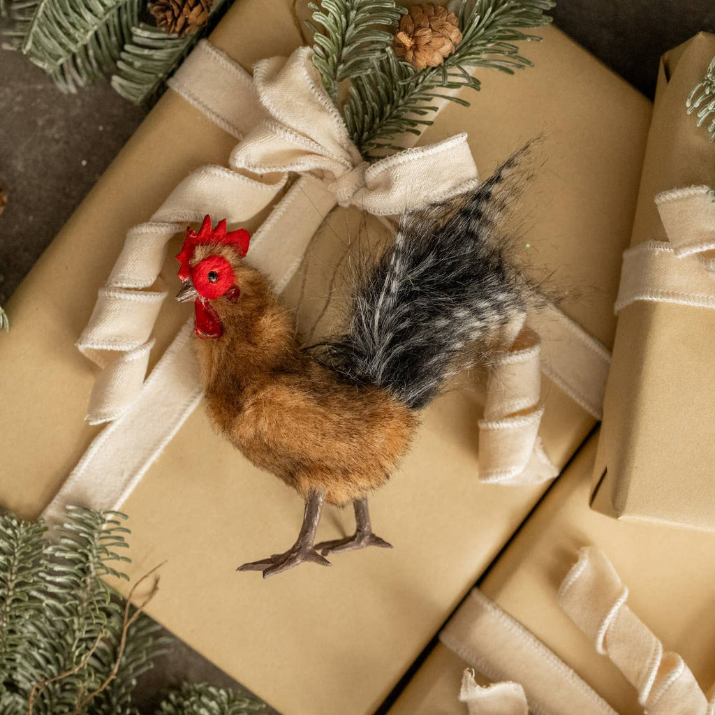 FUR ROOSTER ORNAMENT