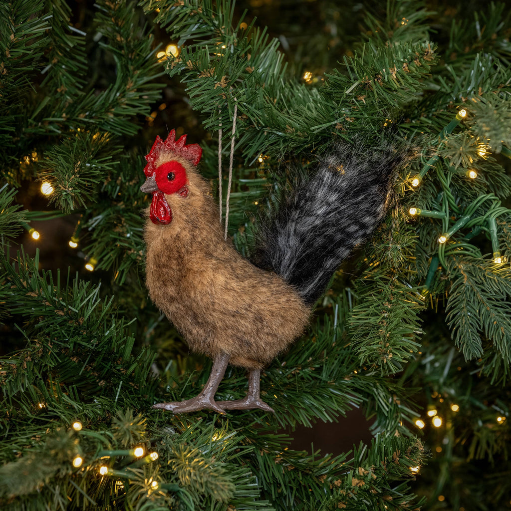 FUR ROOSTER ORNAMENT