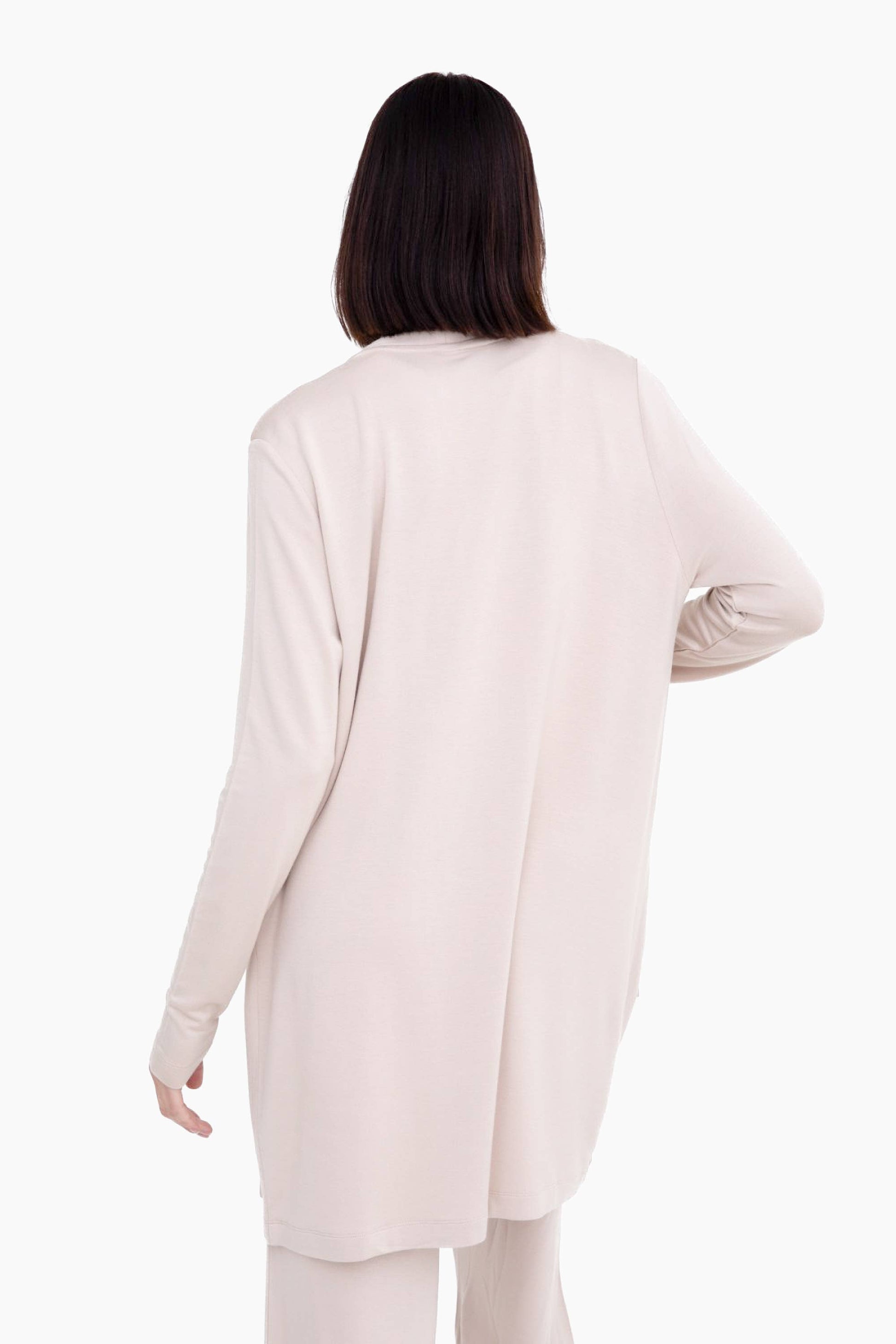 Open-Front Terry lounge Cardigan: NATURAL Spring-Summer Mono B