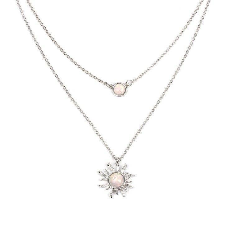 Opal Sun Moon Layered Necklace Set in Solid Copper Core Perimade & Co. LLC