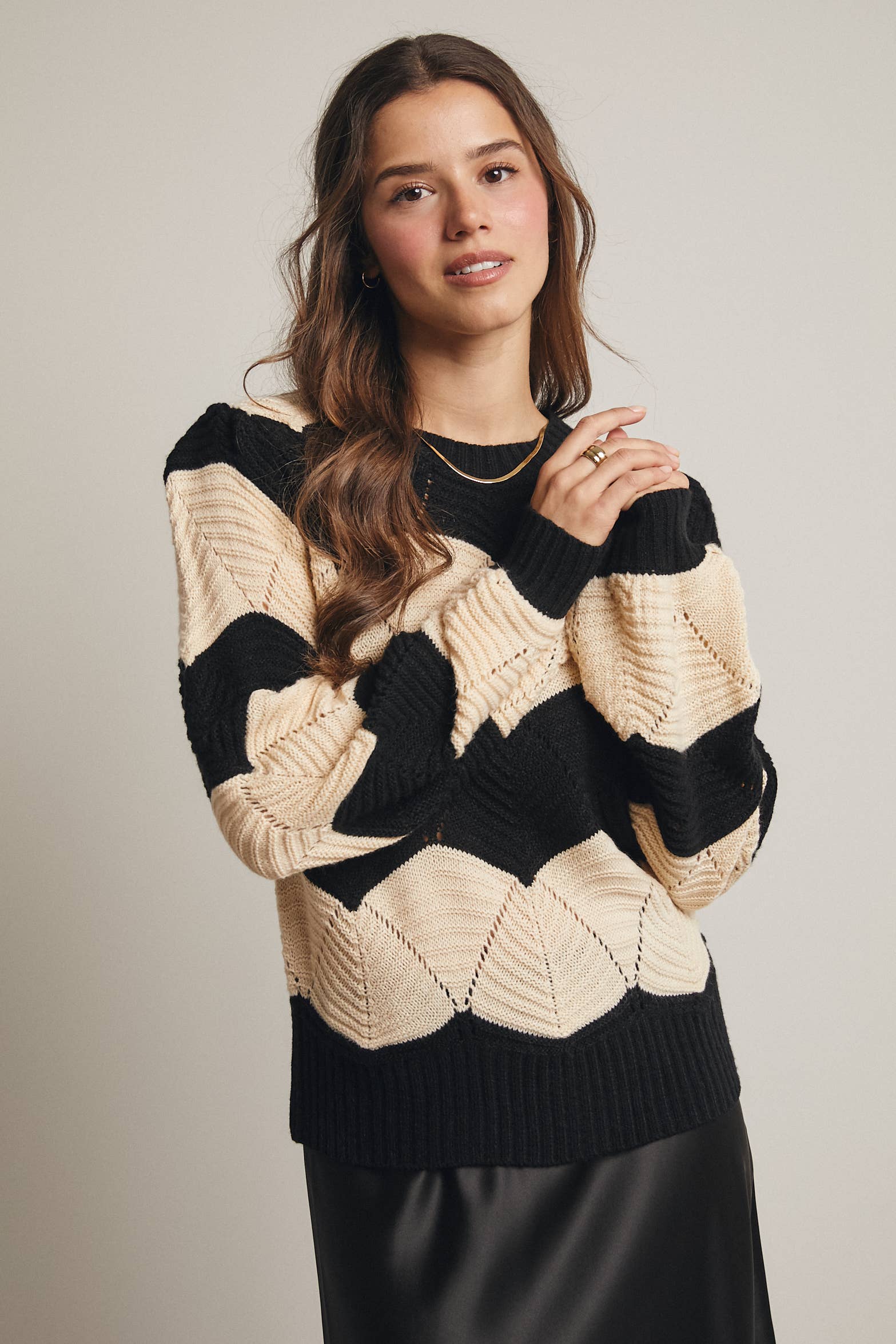 Wave Knit Chevron Pullover
