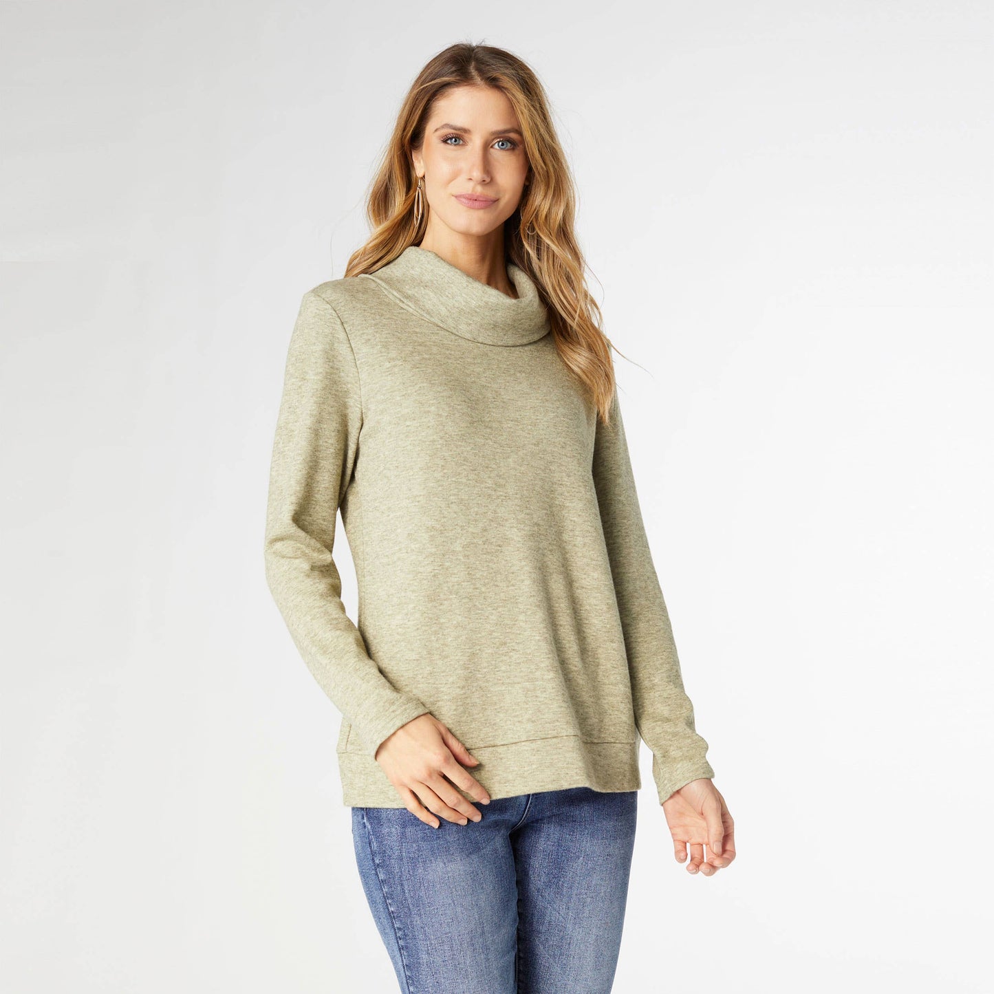 Rory Supersoft Cowl Neck Top in Oatmeal Heather Fall-Winter COCO + CARMEN