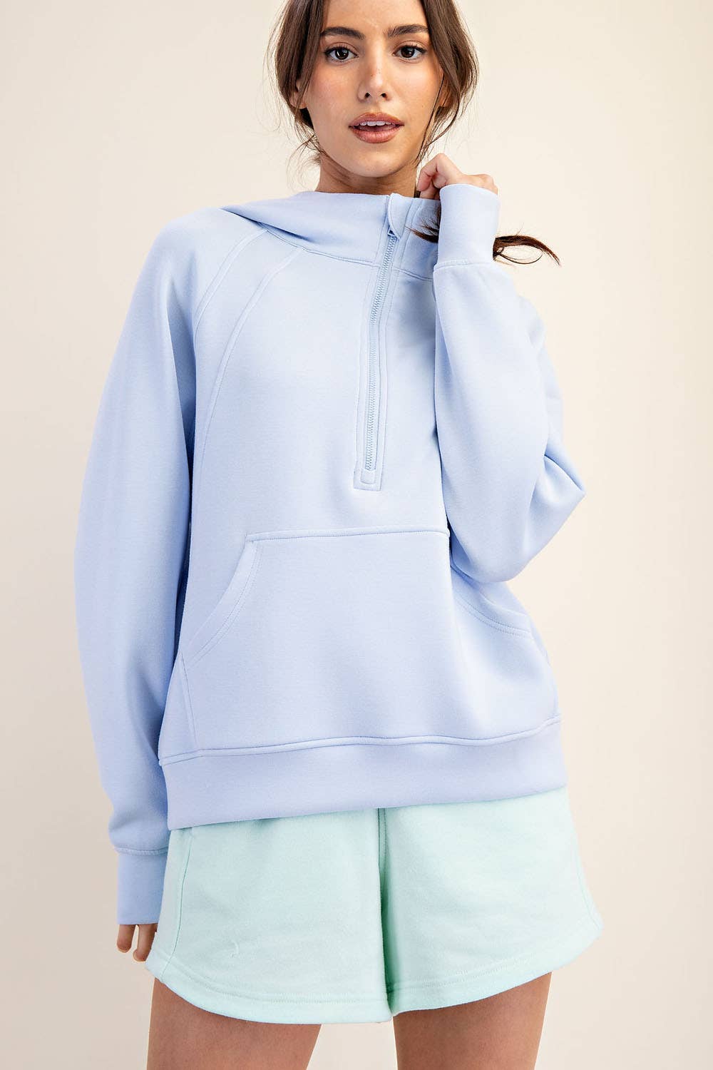 Modal Scuba Cropped Quarter Zip Hoodie