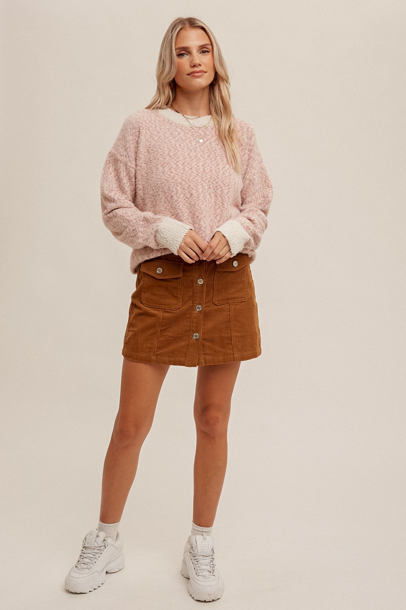 Hem and thread fuzzy sweater best sale