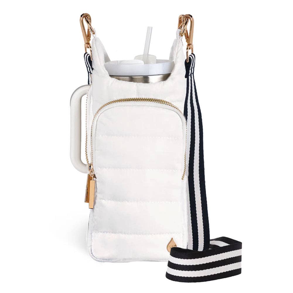 WanderFull - Original HydroBag - White Ripstop HydroBag HANDLE® with Black and White Striped Strap
