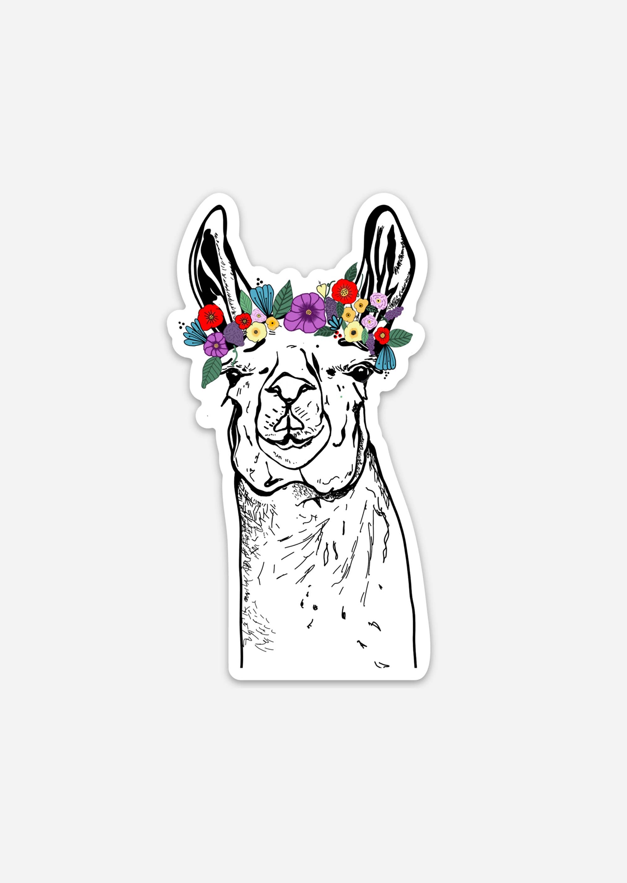 Llama Bloom: Floral Crown Sticker Delight