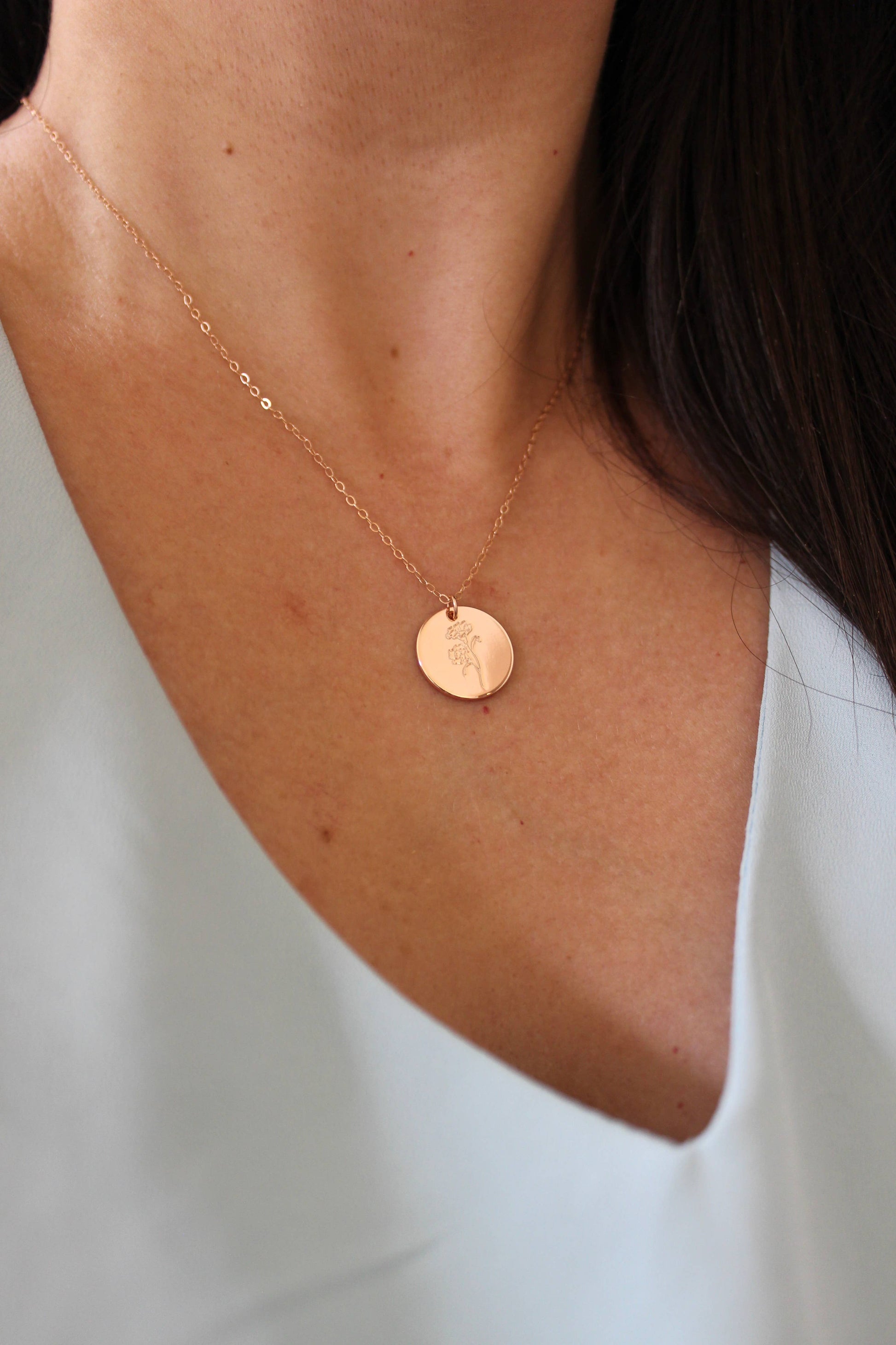 Rose Gold Birth Flower Necklace, Mothers Day Jewelry Gift: October-cosmos Spring-Summer Laalee Jewelry