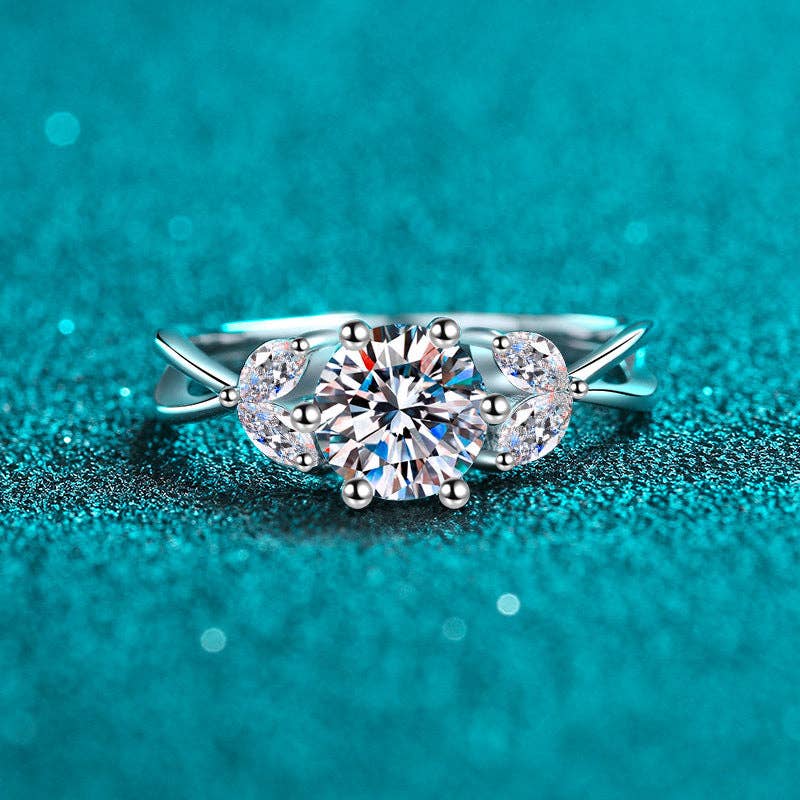 Six-Prong Moissanite Flower Ring in 925 Sterling Silver Core Perimade & Co. LLC