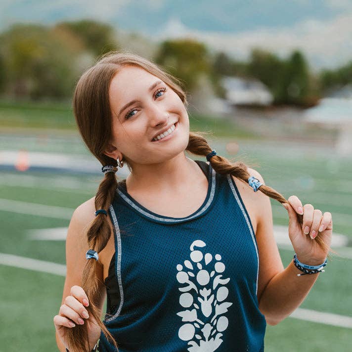 K'lani hair tie bracelets - "Game Day" Navy & Gray Hair Tie Bracelets