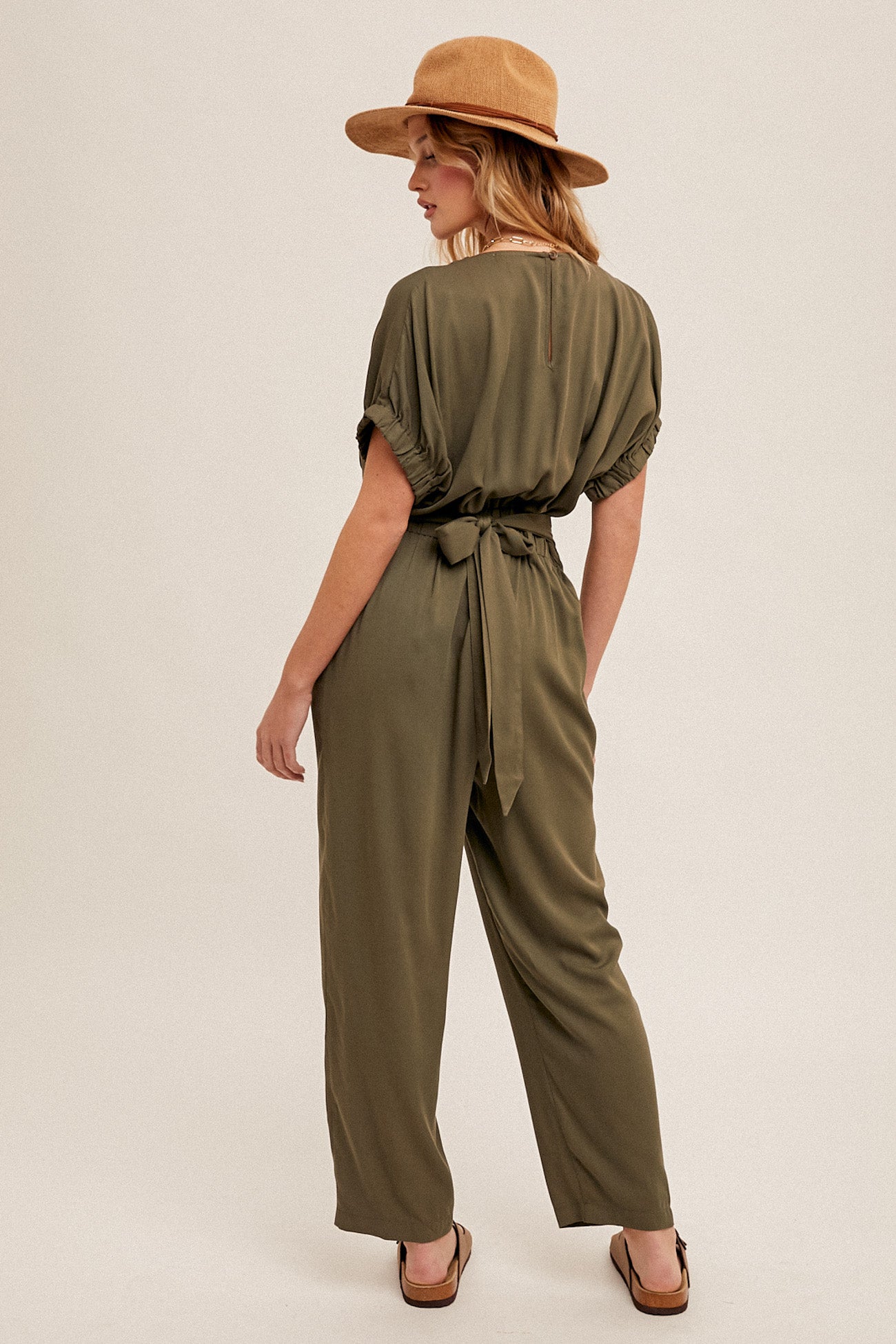 BELTED JUMPSUIT WITH POCKETS Spring-Summer Hem and Thread