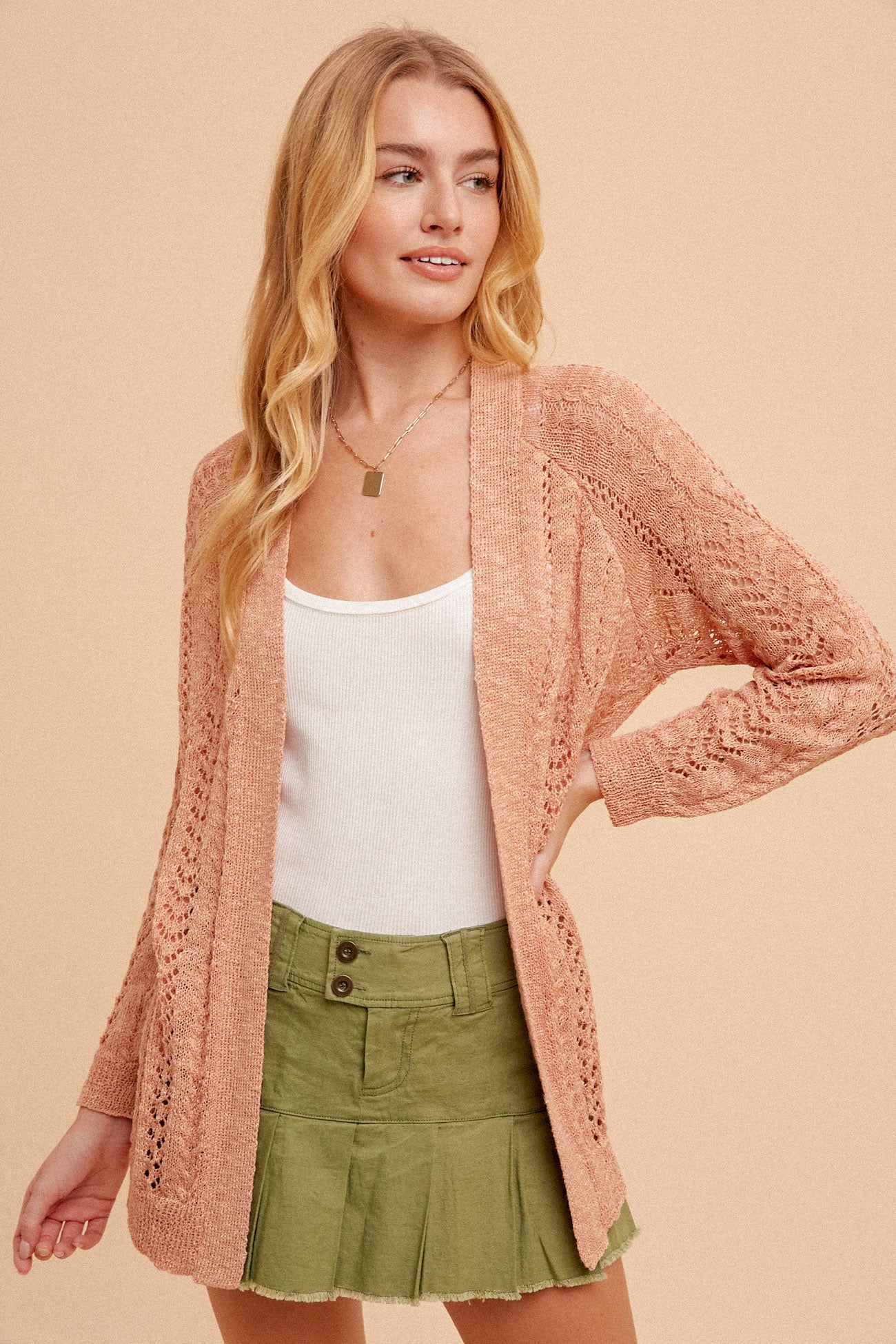 TEXTURED OPEN CROCHET SWEATER CARDIGAN Spring-Summer Hem and Thread