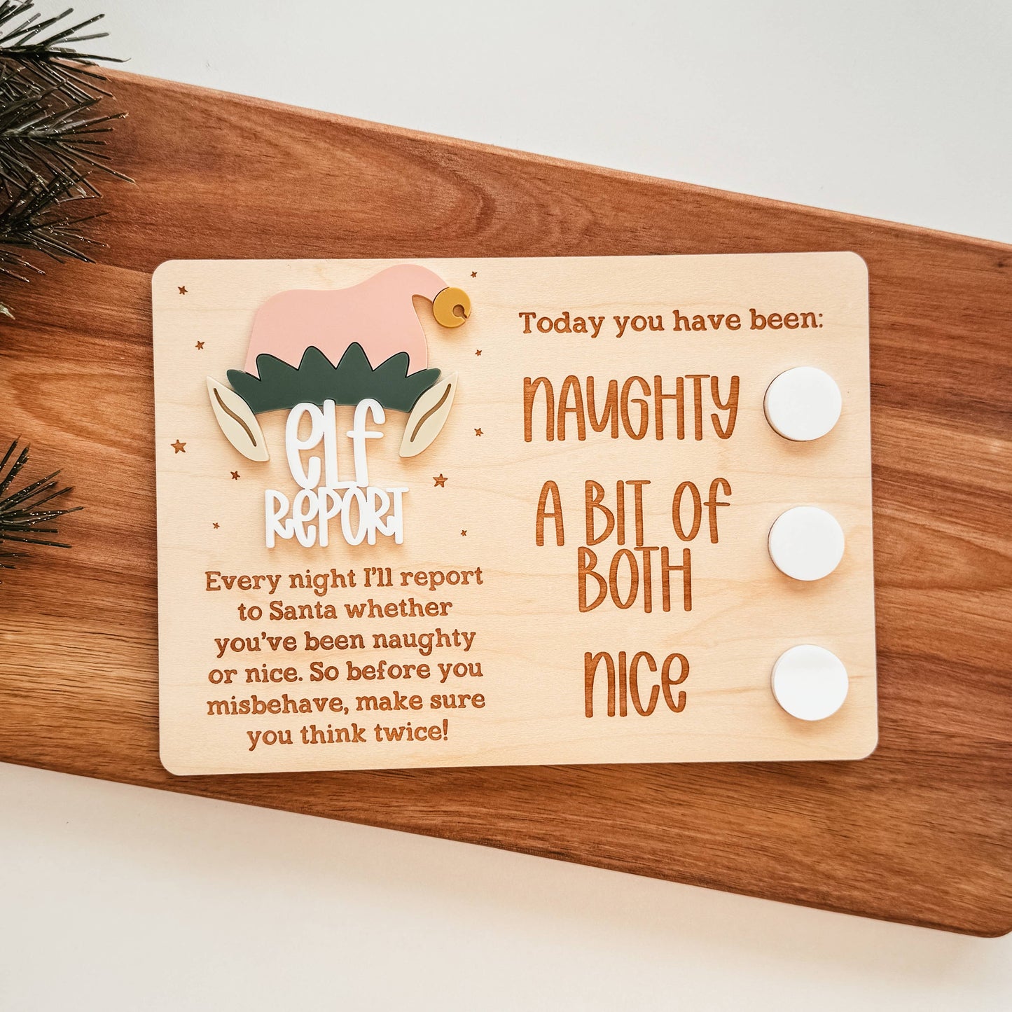 Elf Report Mini Sign Knotty Design Co.