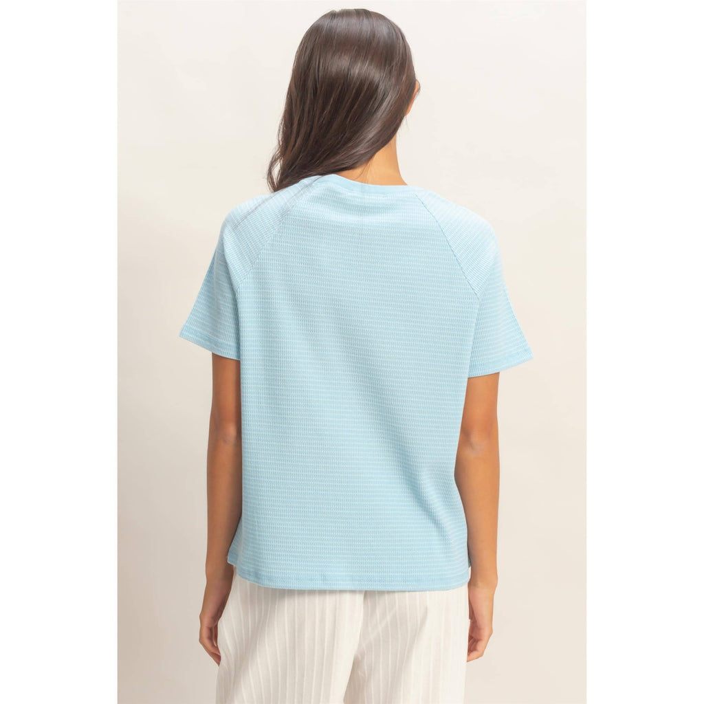 Textured Striped Raglan Sleeve Tee