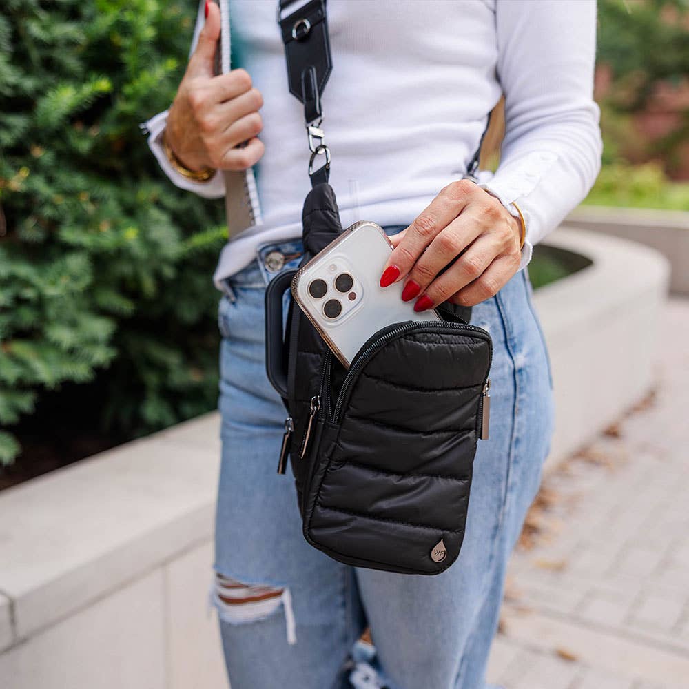 WanderFull - Original HydroBag - HydroBag® HANDLE™- Black Matte with Vegan Leather Trimmed Strap
