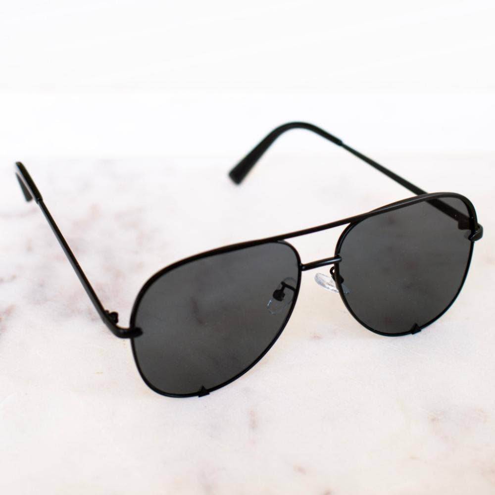 Alexa Aviator Frame Sunglasses: Black Core Pretty Simple