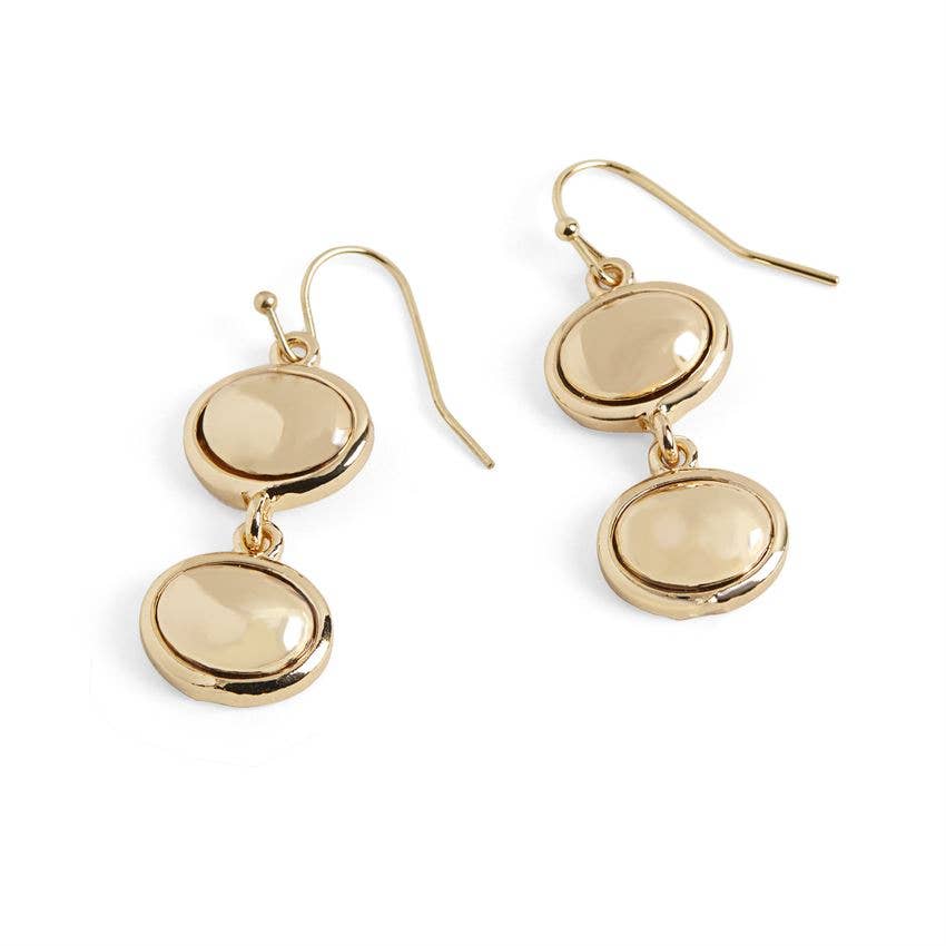 Double Dome Dangle Earrings - Gold: Gold  Whispers
