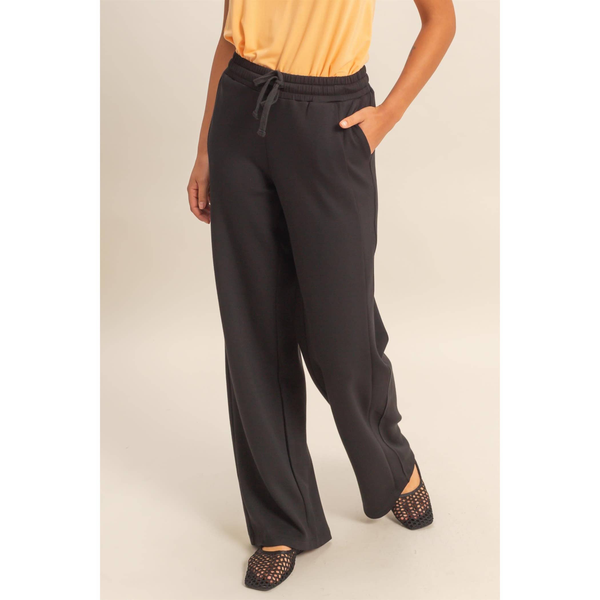 Elastic Waist Wide-Leg Pants